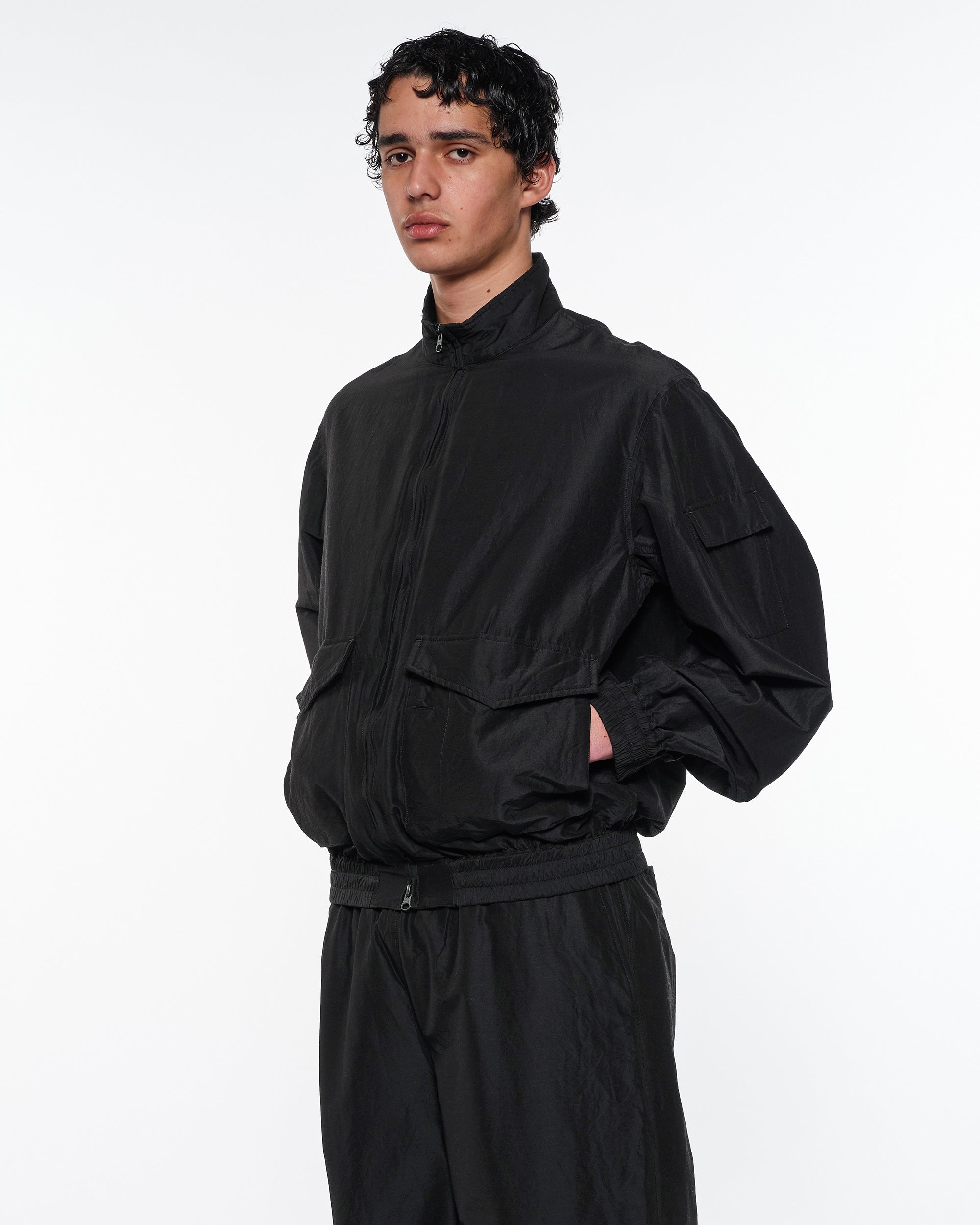 ウールシルク高密度タイプライター / フライトジャケット, Chambray Black