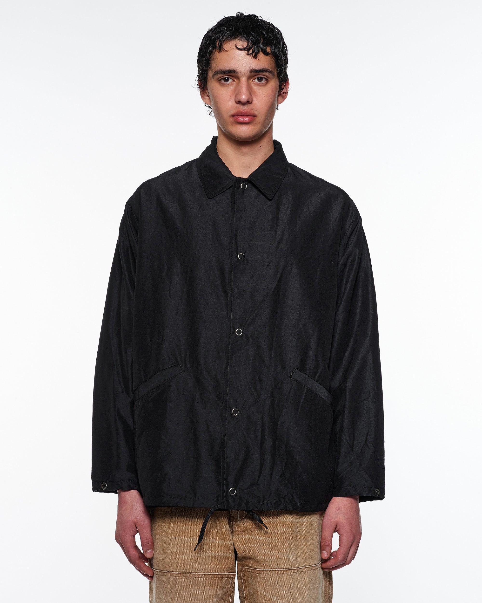 ウールシルク高密度タイプライター / コーチジャケット, Chambray Black