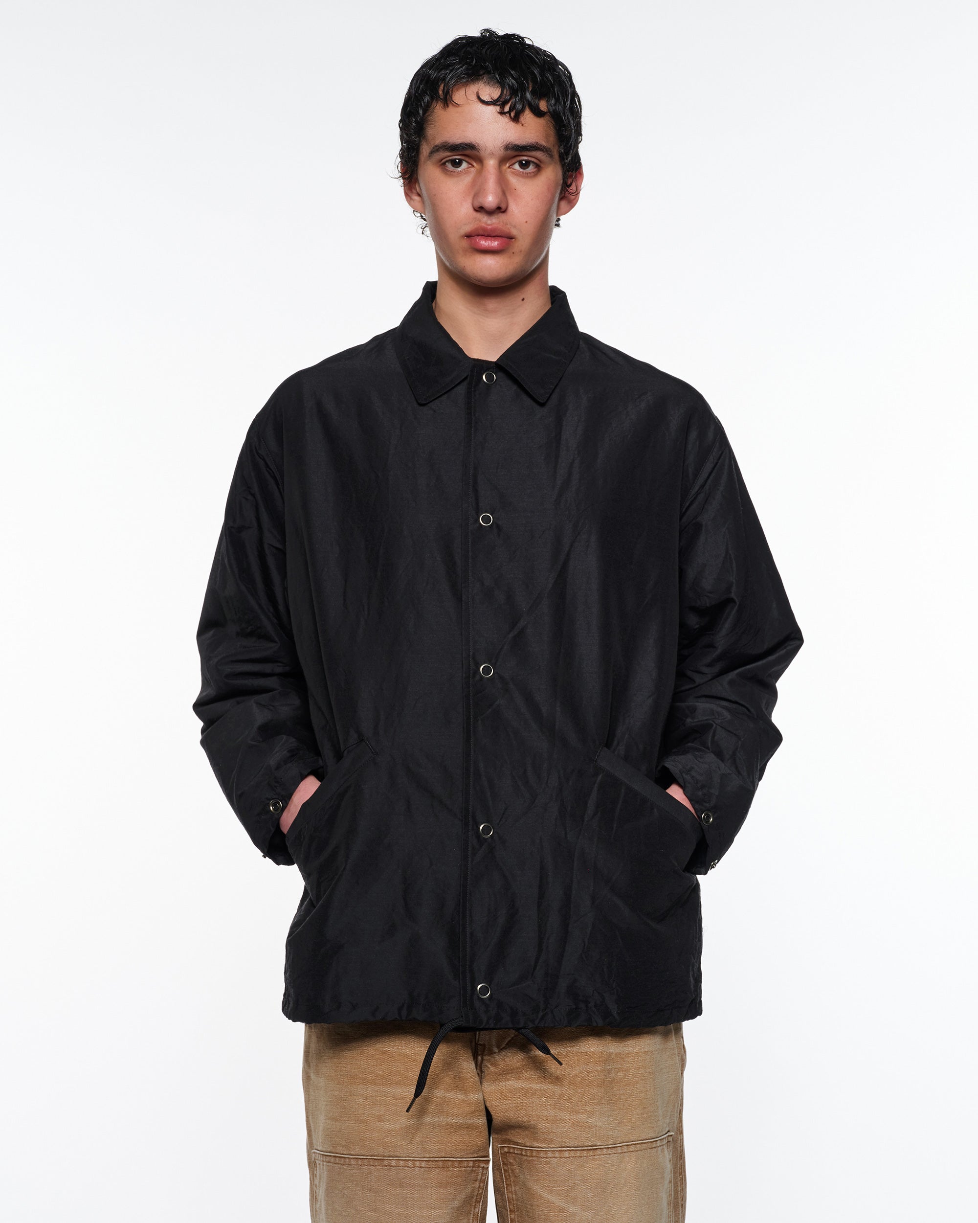 ウールシルク高密度タイプライター / コーチジャケット, Chambray Black