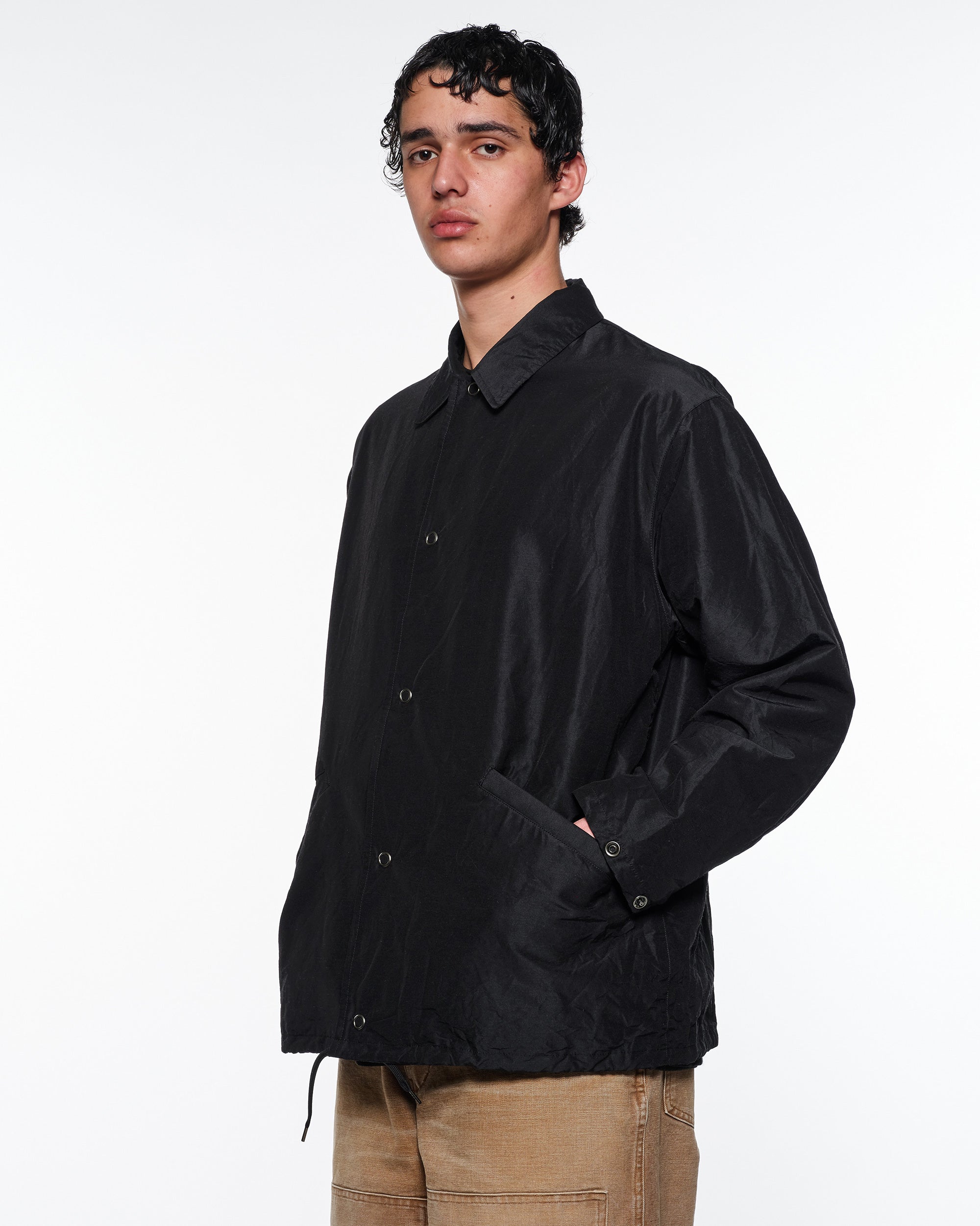 ウールシルク高密度タイプライター / コーチジャケット, Chambray Black