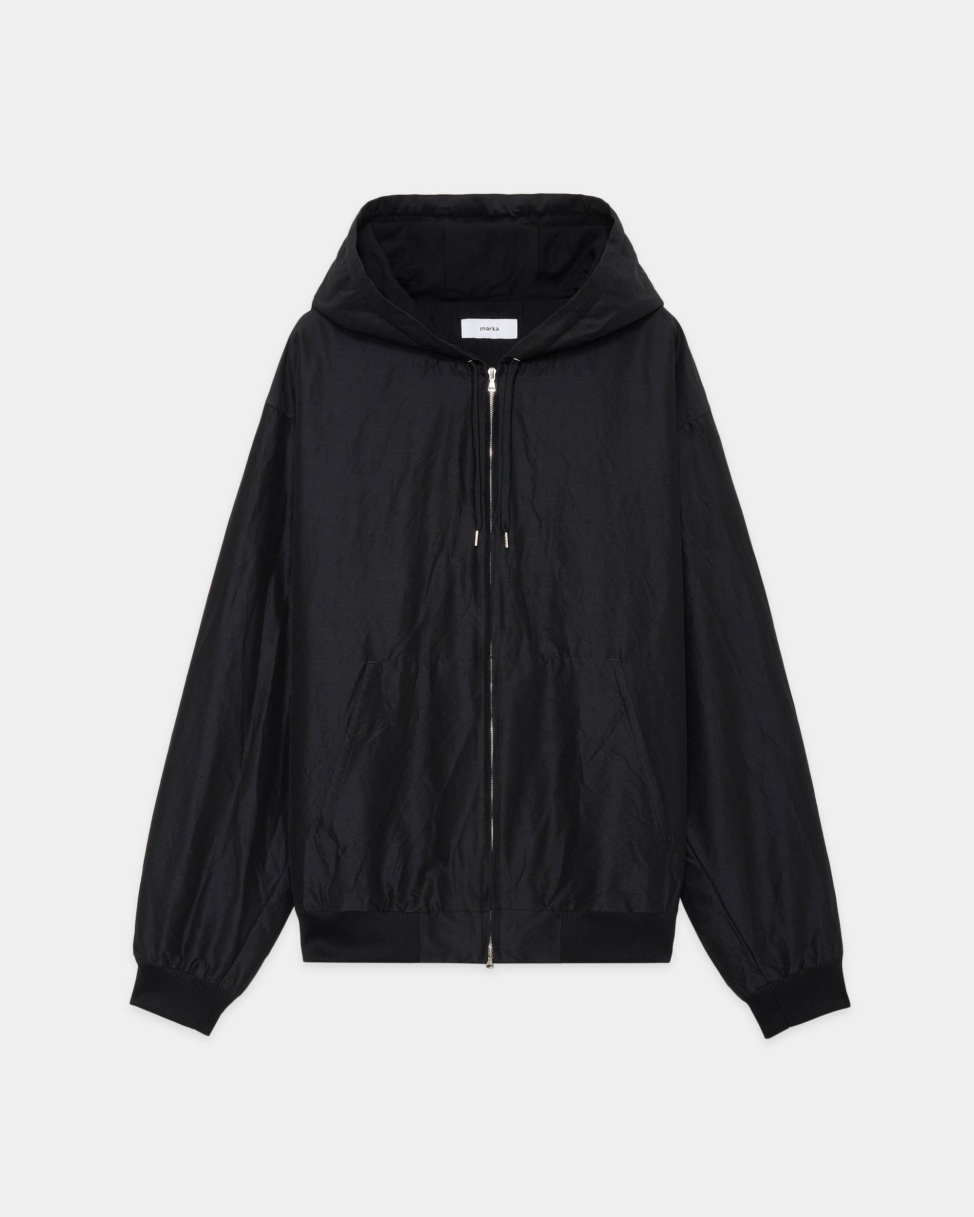 ウールシルク高密度タイプライター / ワーカーズパーカー, Chambray Black