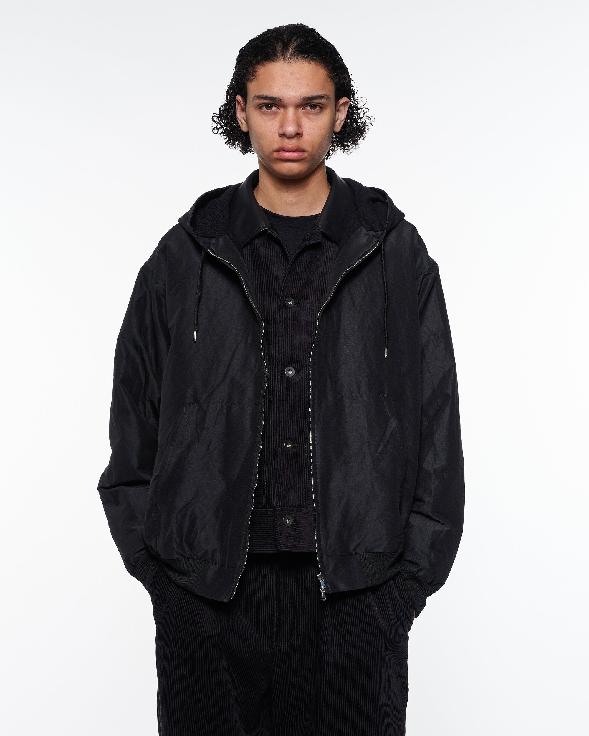 ウールシルク高密度タイプライター / ワーカーズパーカー, Chambray Black