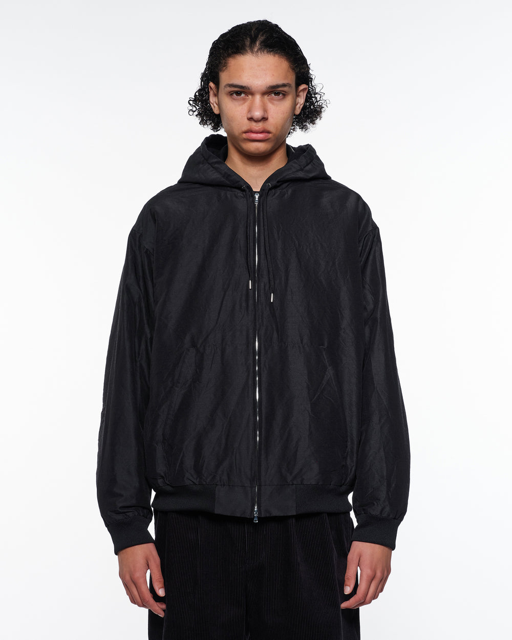 ウールシルク高密度タイプライター / ワーカーズパーカー, Chambray Black