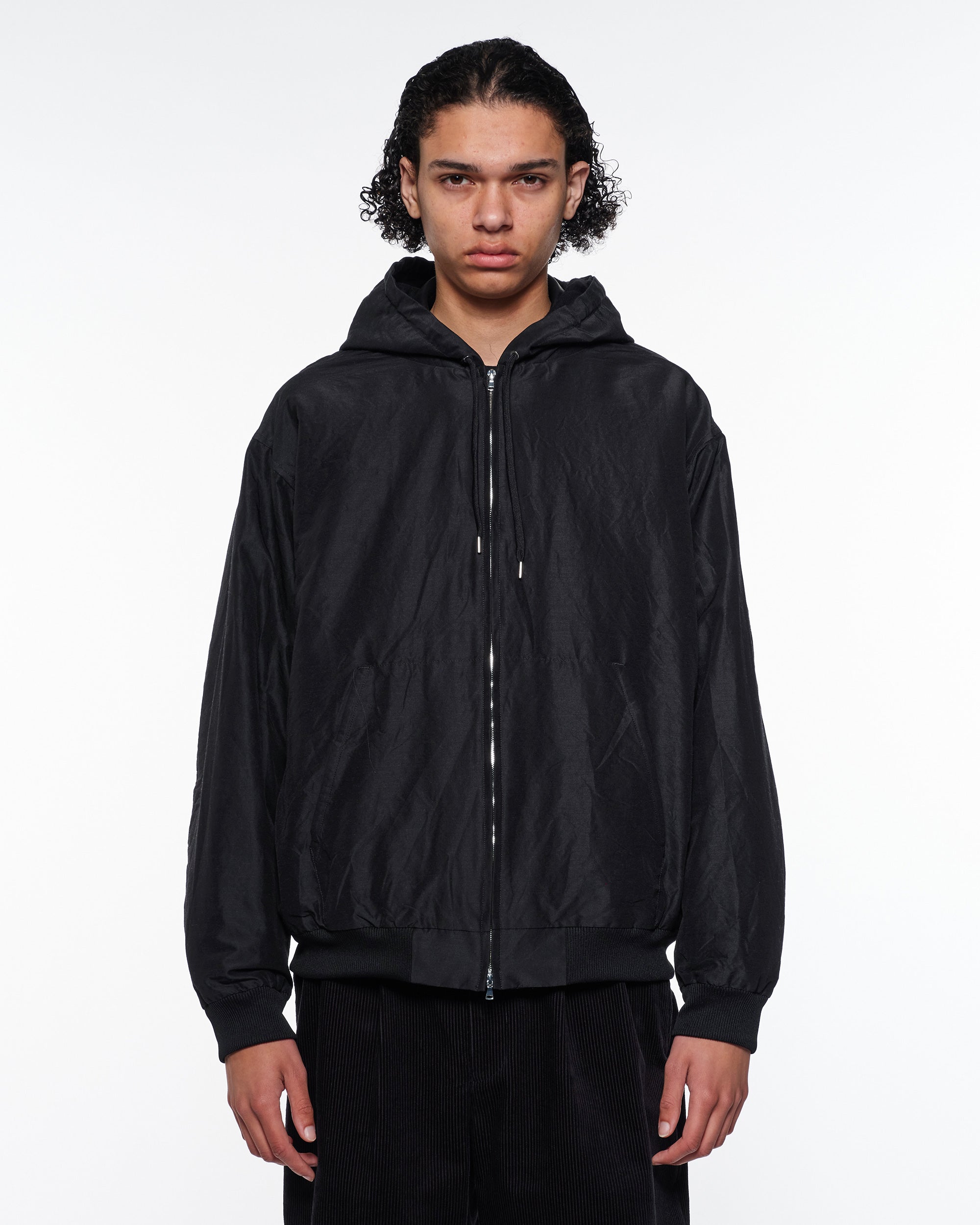 ウールシルク高密度タイプライター / ワーカーズパーカー, Chambray Black