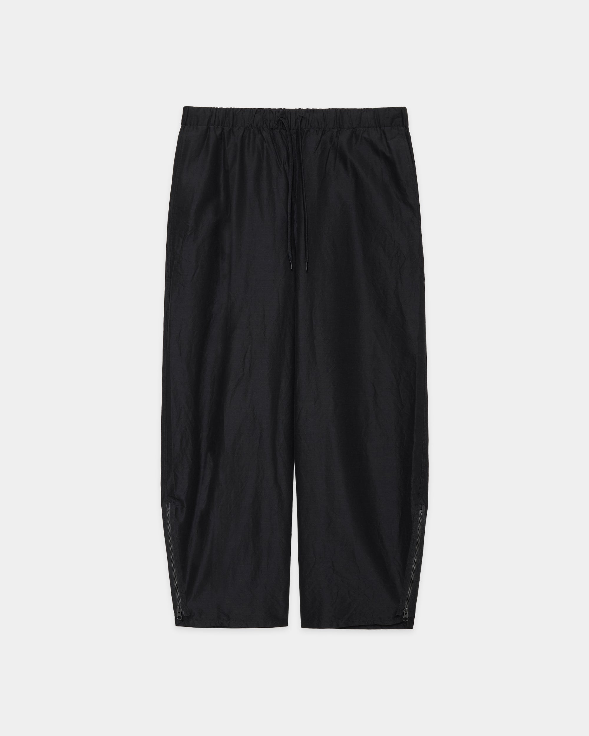 ウールシルク高密度タイプライター / アジャスタブルヘムイージーワイドパンツ, Chambray Black