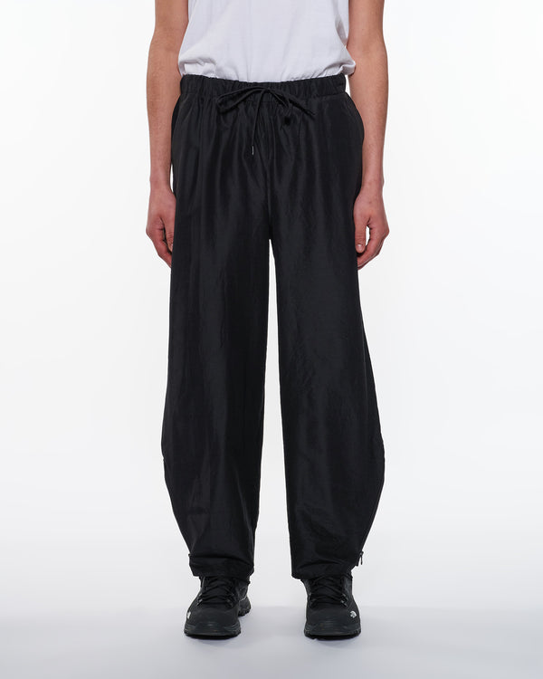 ウールシルク高密度タイプライター / アジャスタブルヘムイージーワイドパンツ, Chambray Black