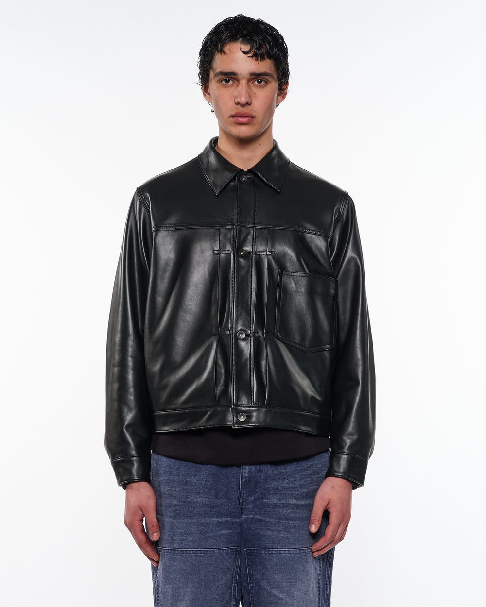 シープレザー / レザートラッカージャケット, Black