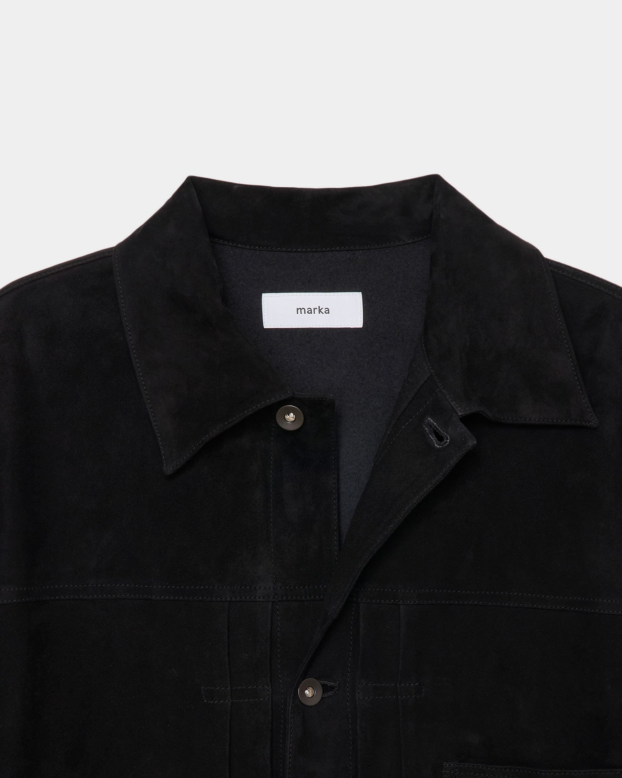 Goat Suede Suede Trucker Jacket, Black