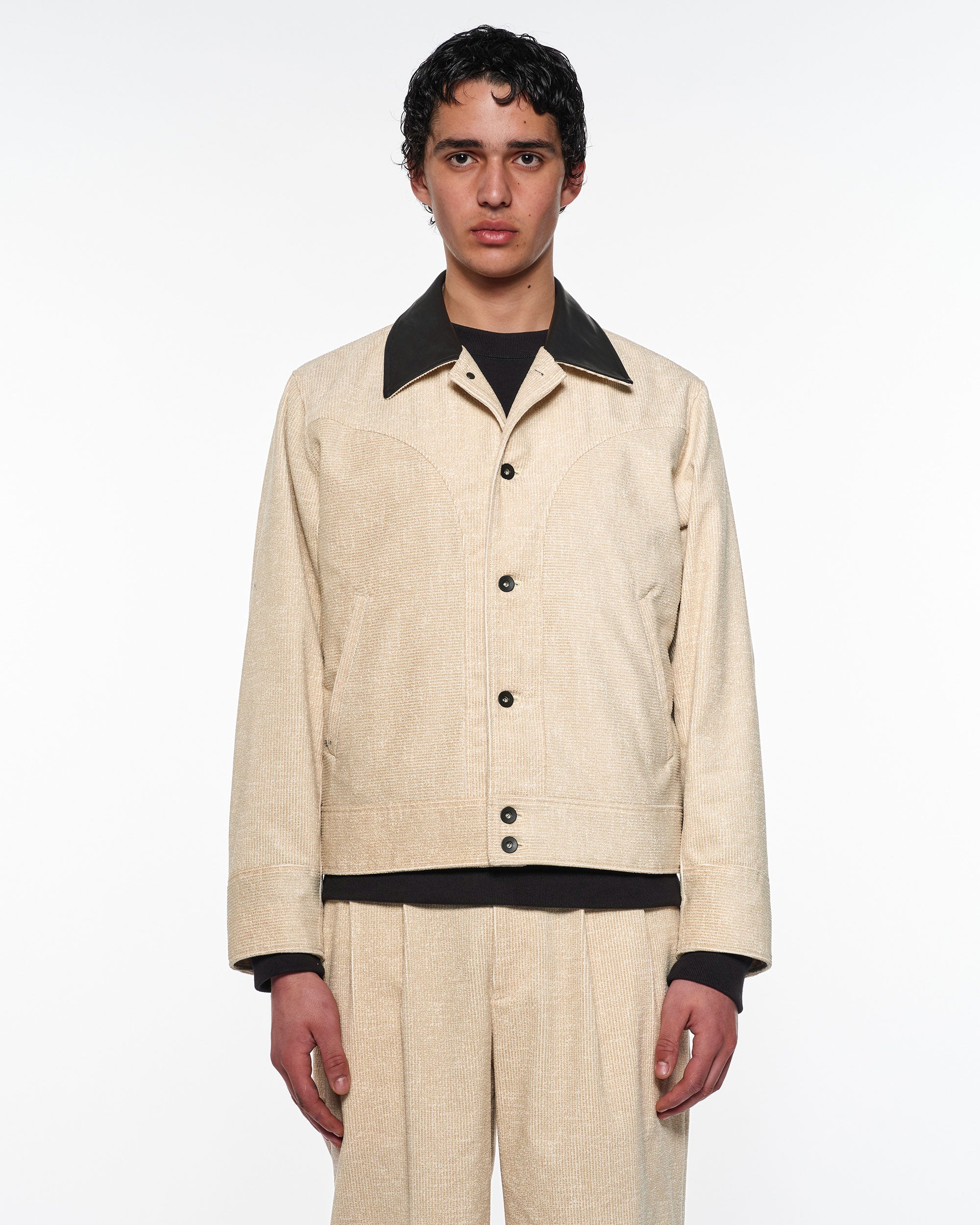 Organic Cotton 8-Wale Corduroy Western Jacket, Ivory