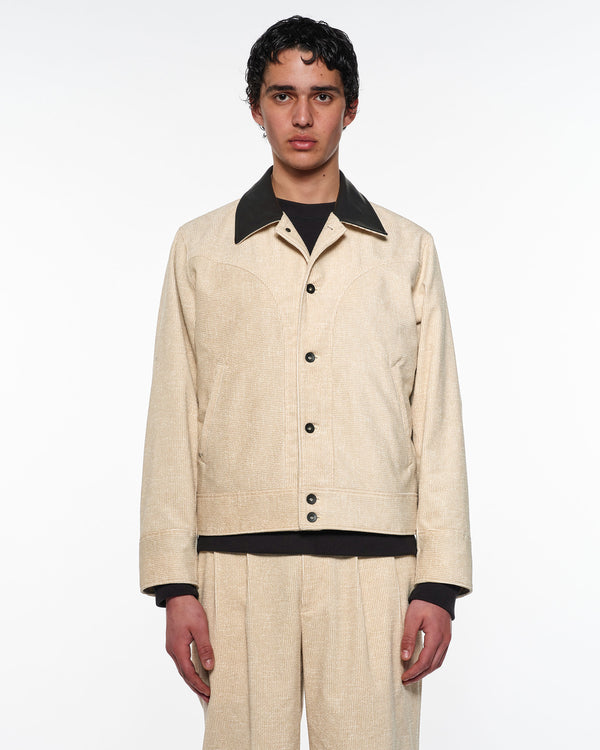 Organic Cotton 8-Wale Corduroy Western Jacket, Ivory