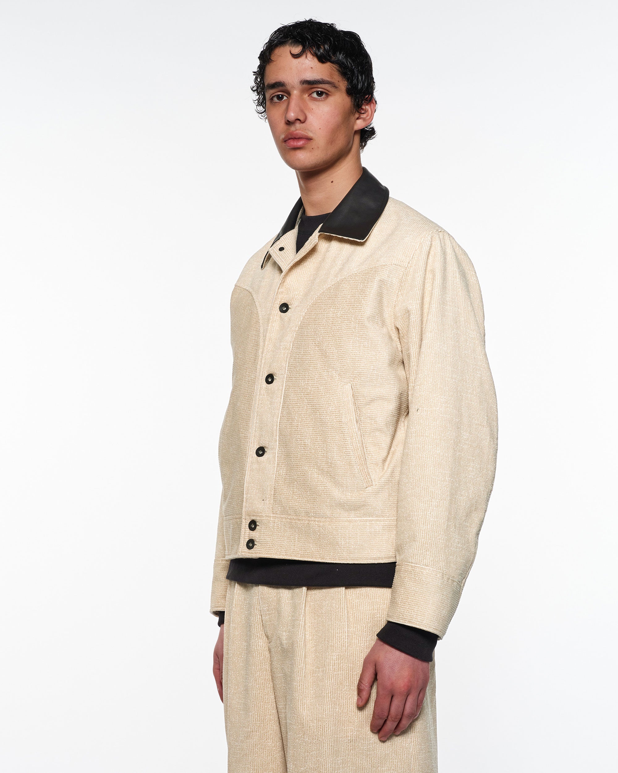 Organic Cotton 8-Wale Corduroy Western Jacket, Ivory
