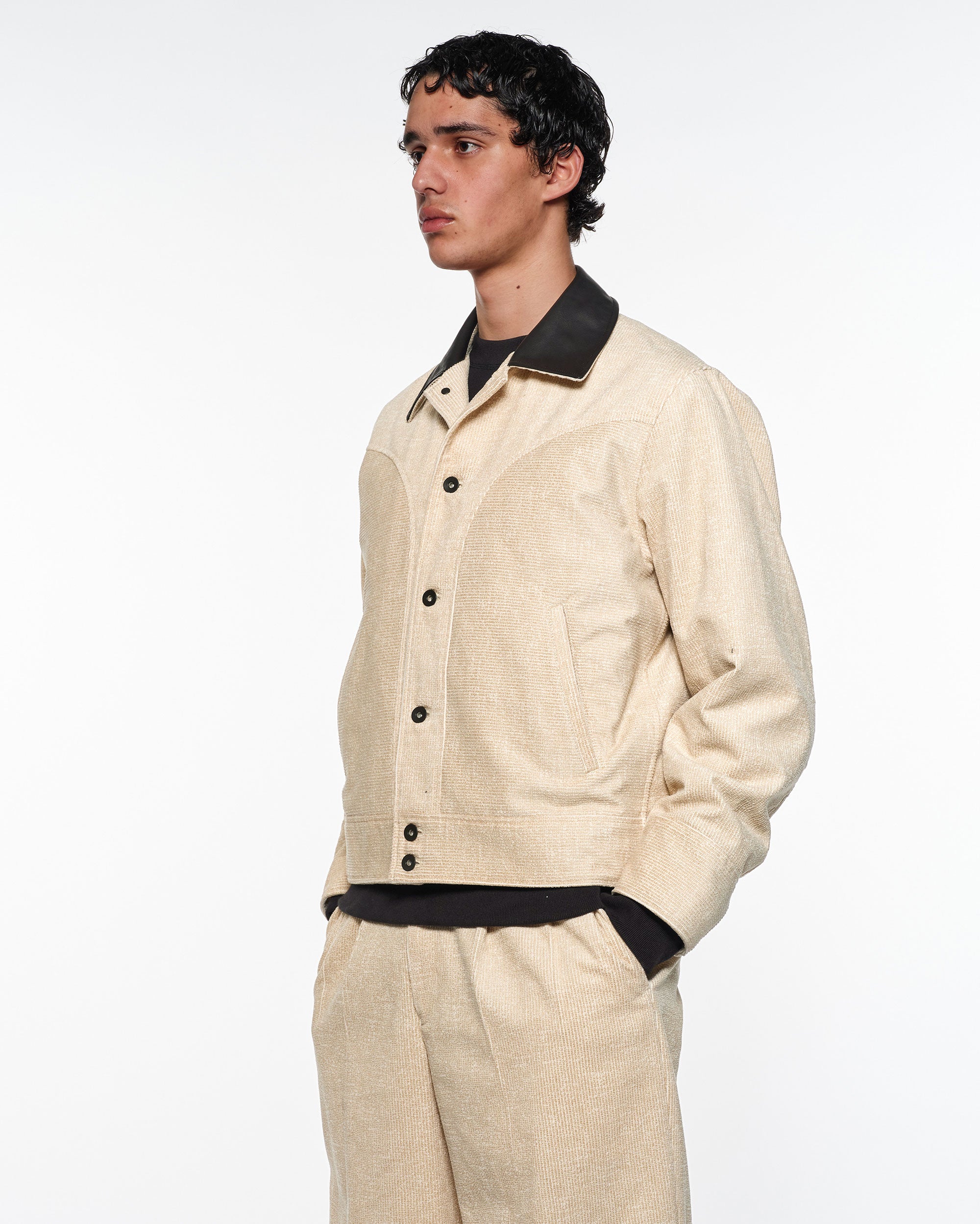 Organic Cotton 8-Wale Corduroy Western Jacket, Ivory