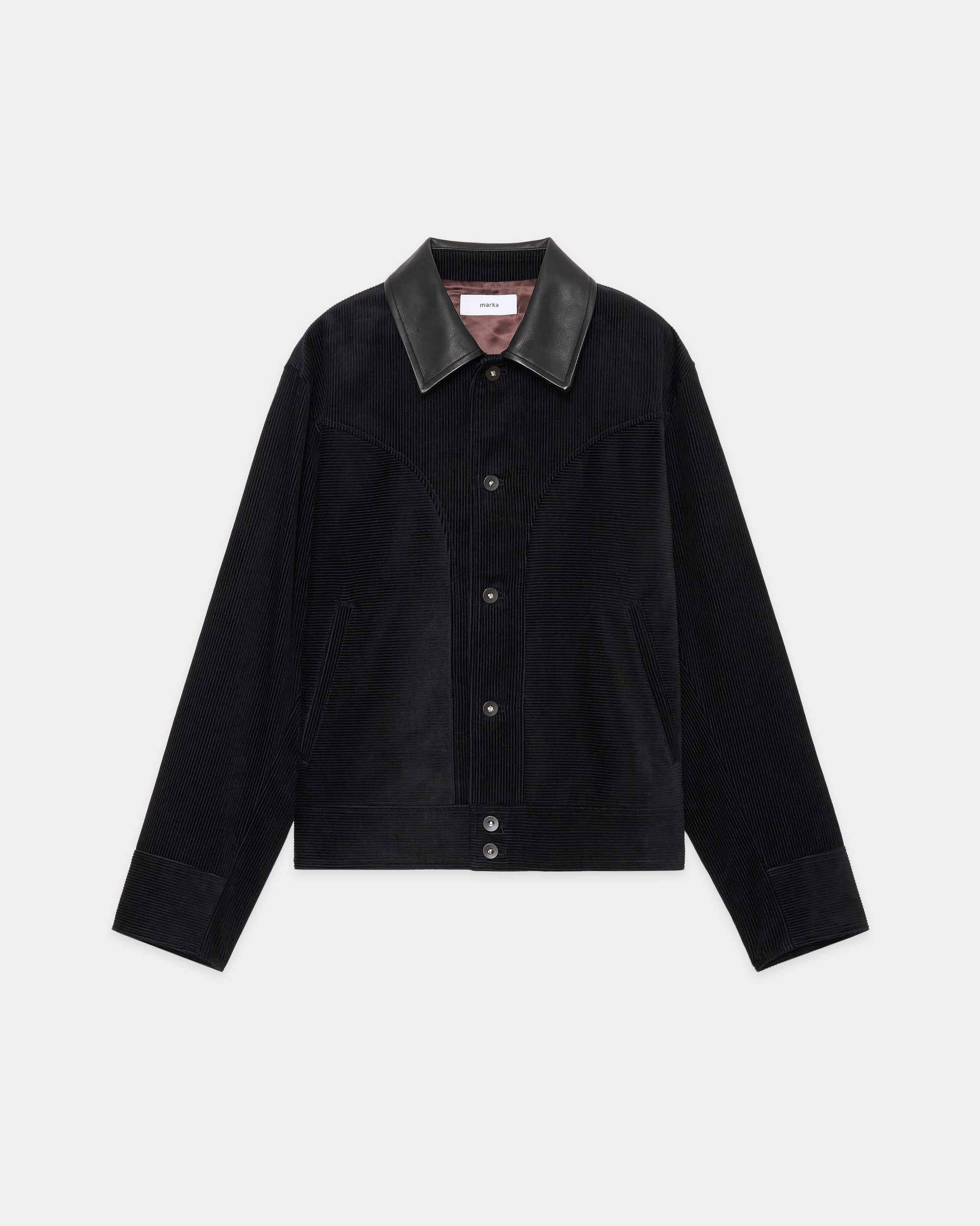 Organic Cotton 8-Wale Corduroy Western Jacket, Black