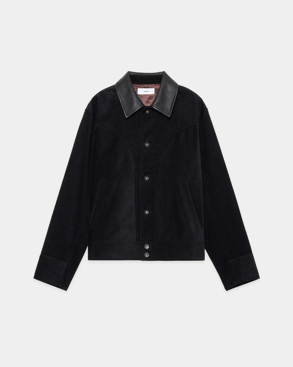 Organic Cotton 8-Wale Corduroy Western Jacket, Black