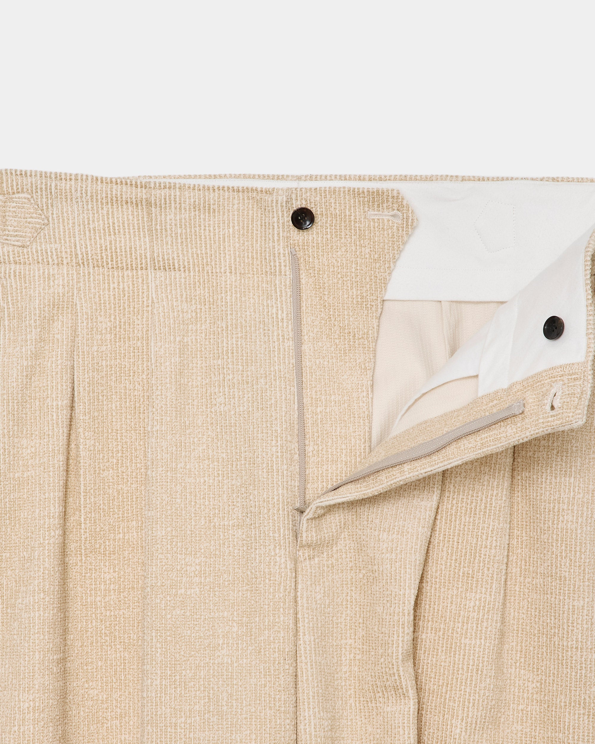 Organic Cotton 8-Wale Corduroy Two Tuck Military Trousers, Ivory