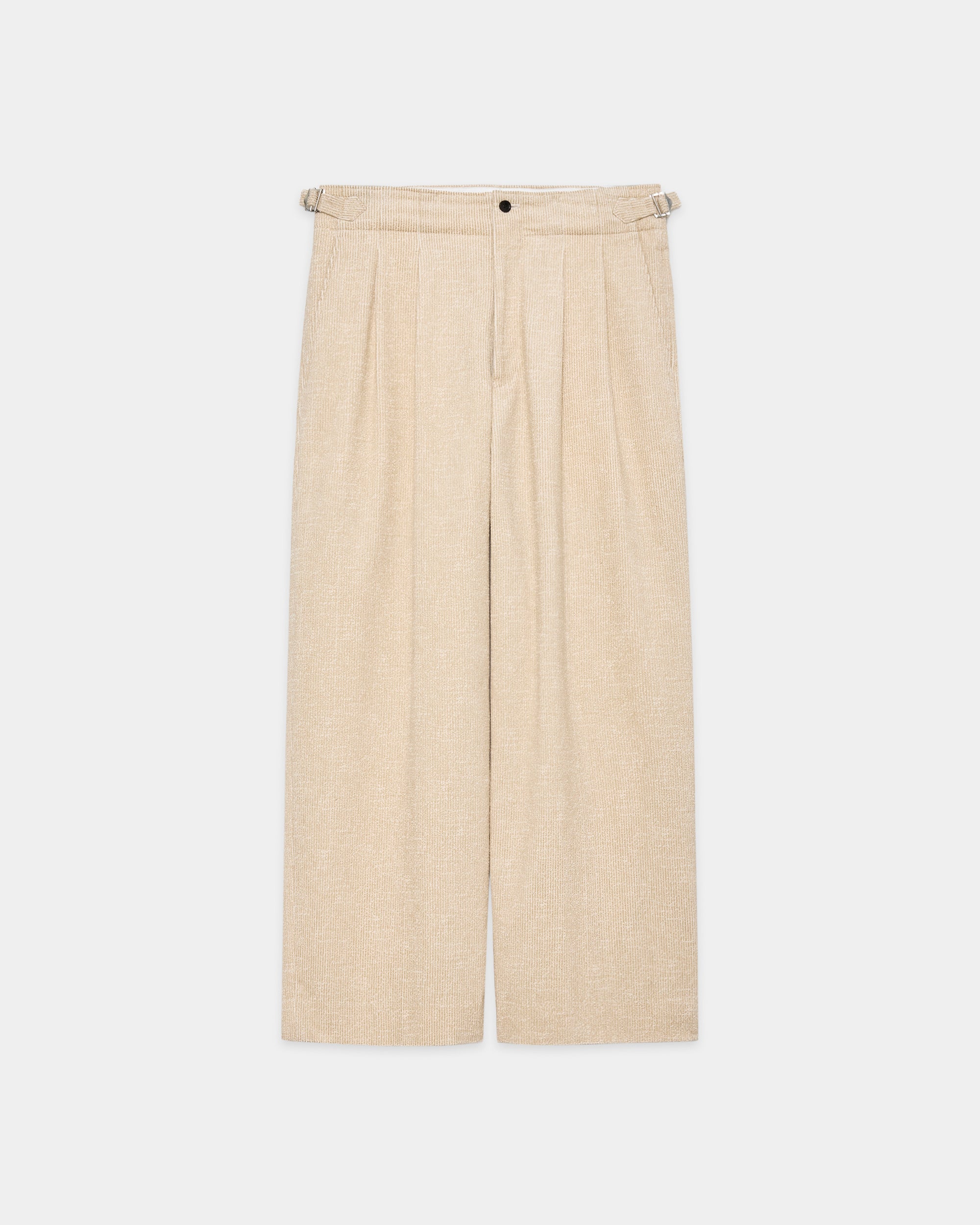 Organic Cotton 8-Wale Corduroy Two Tuck Military Trousers, Ivory