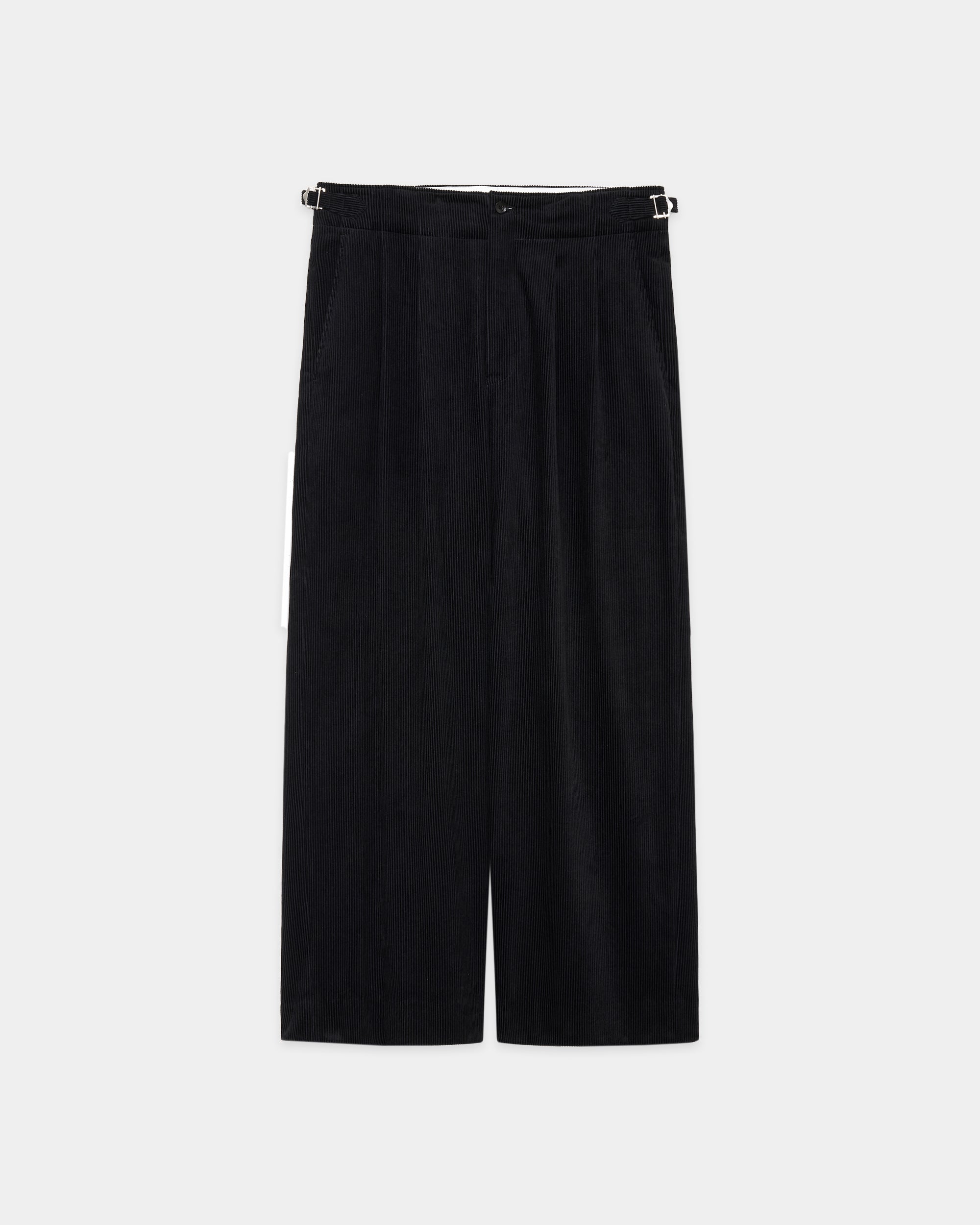 Organic Cotton 8-Wale Corduroy Two Tuck Military Trousers, Black