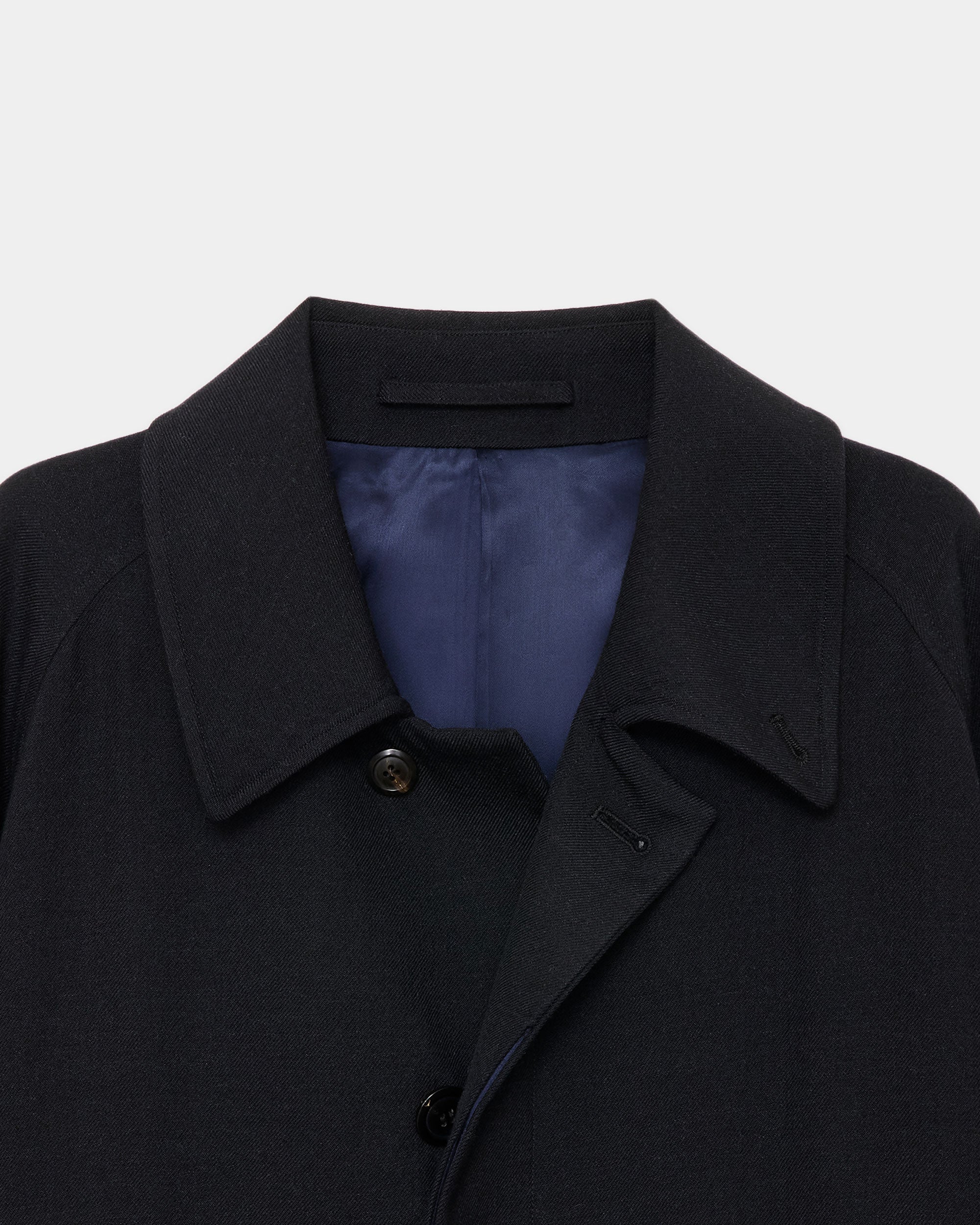 ウールサージ ワッシャータンブラー / ラグランスリーブコート, Chambray Black