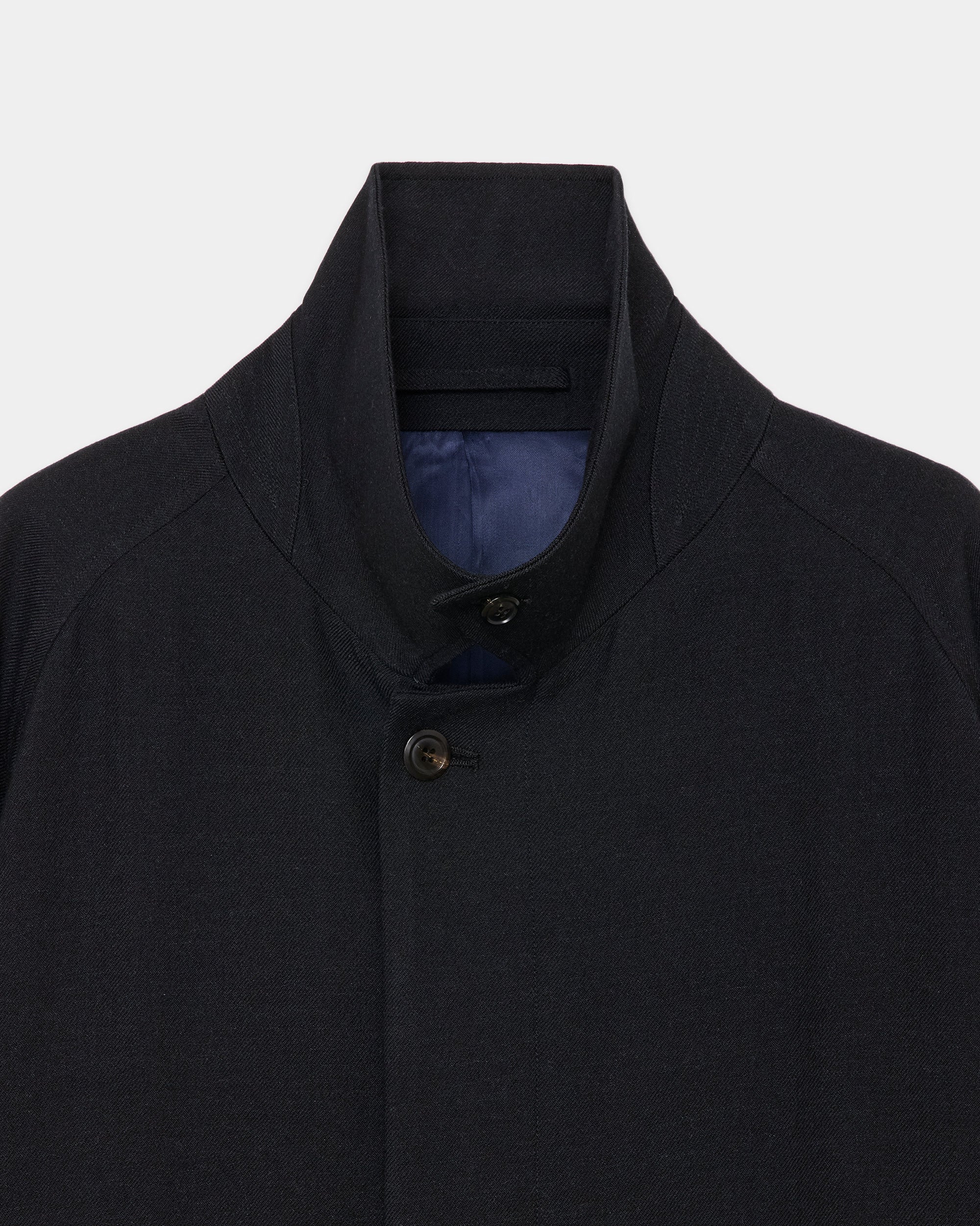 ウールサージ ワッシャータンブラー / ラグランスリーブコート, Chambray Black