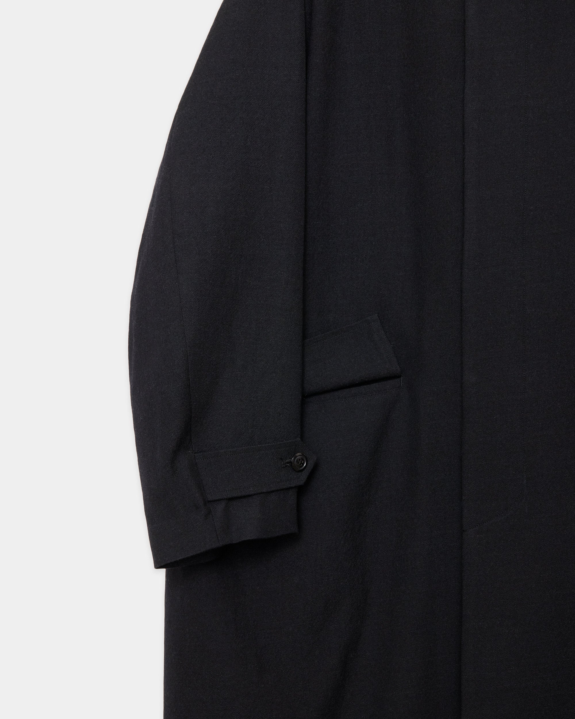 ウールサージ ワッシャータンブラー / ラグランスリーブコート, Chambray Black