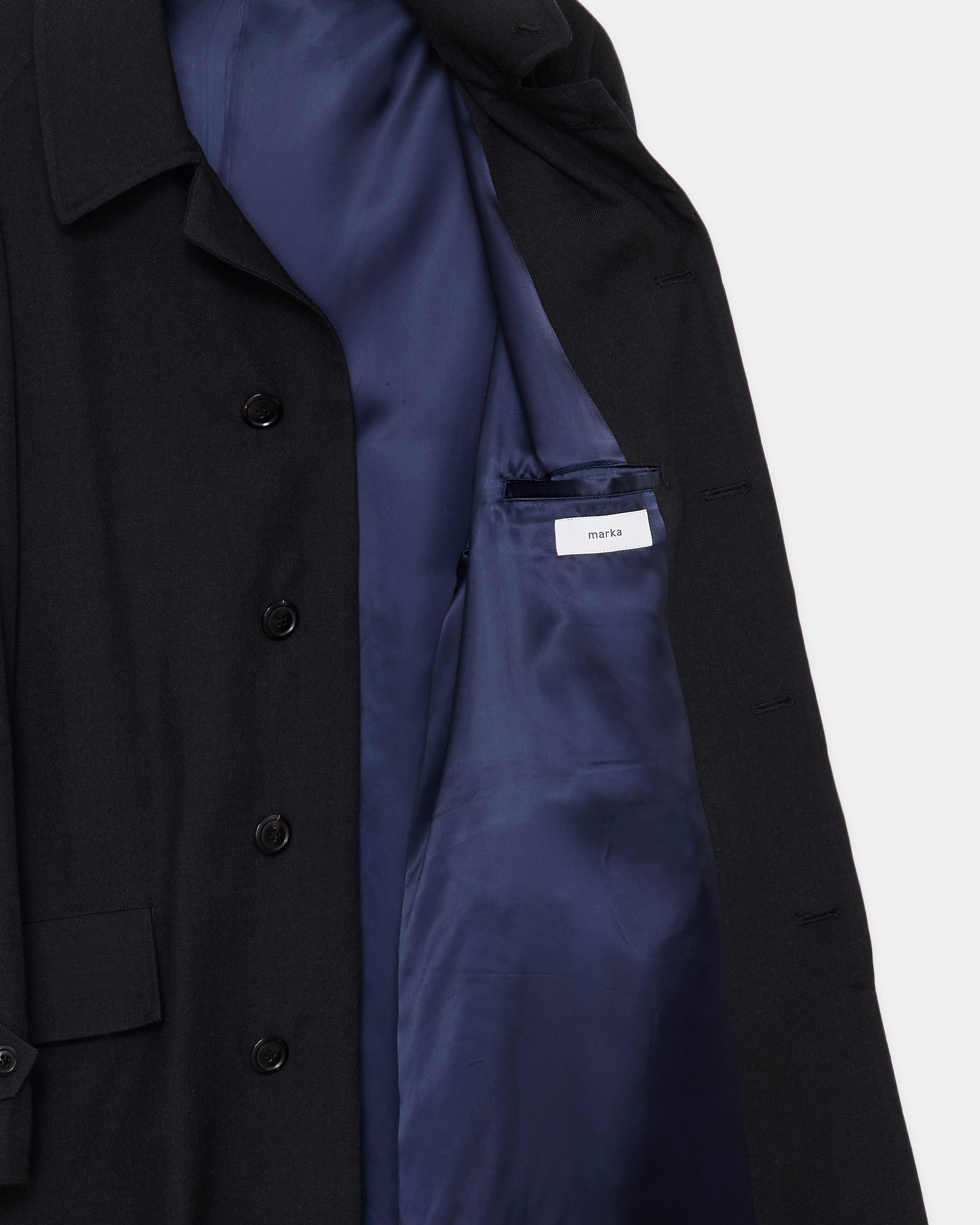 ウールサージ ワッシャータンブラー / ラグランスリーブコート, Chambray Black