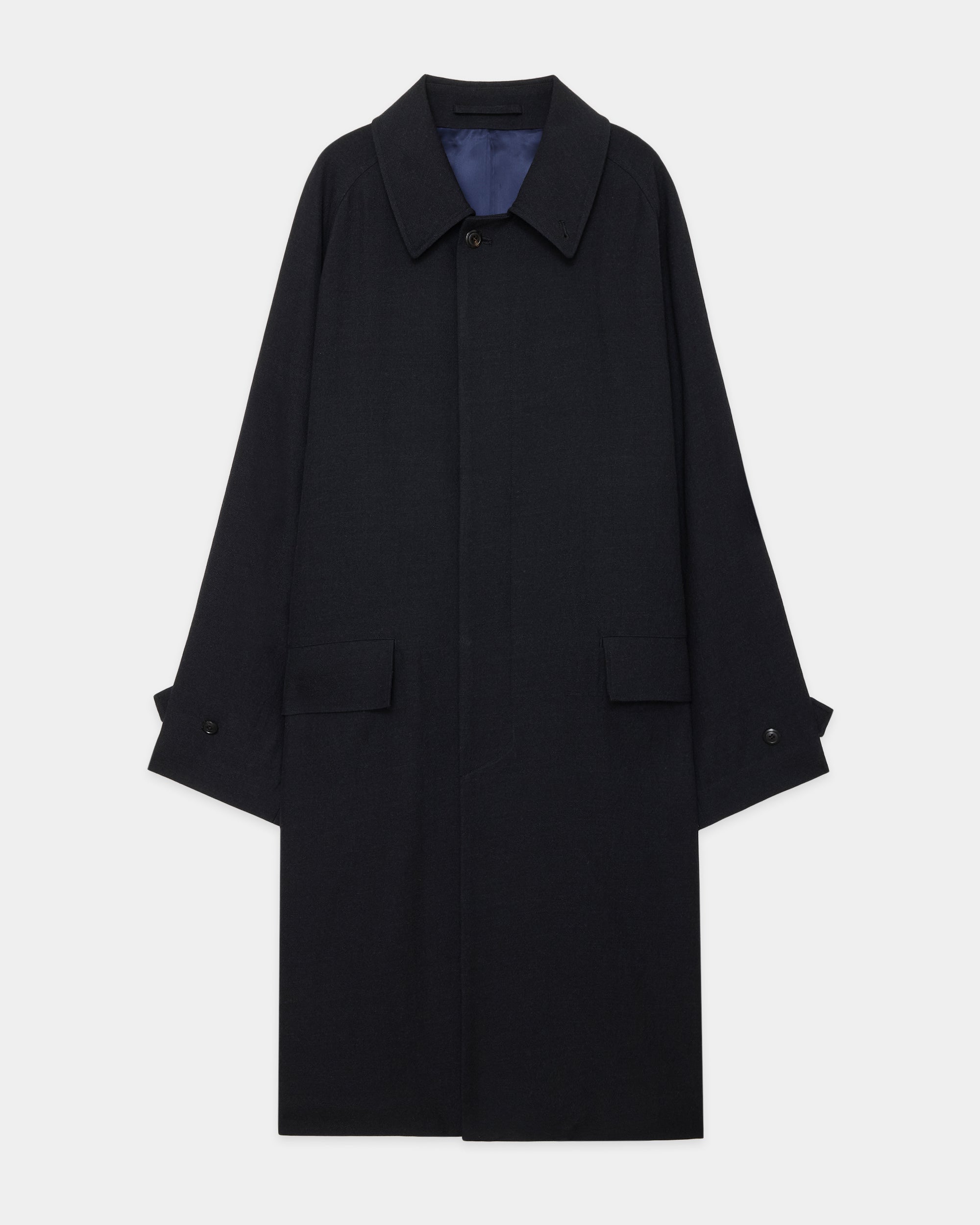 ウールサージ ワッシャータンブラー / ラグランスリーブコート, Chambray Black