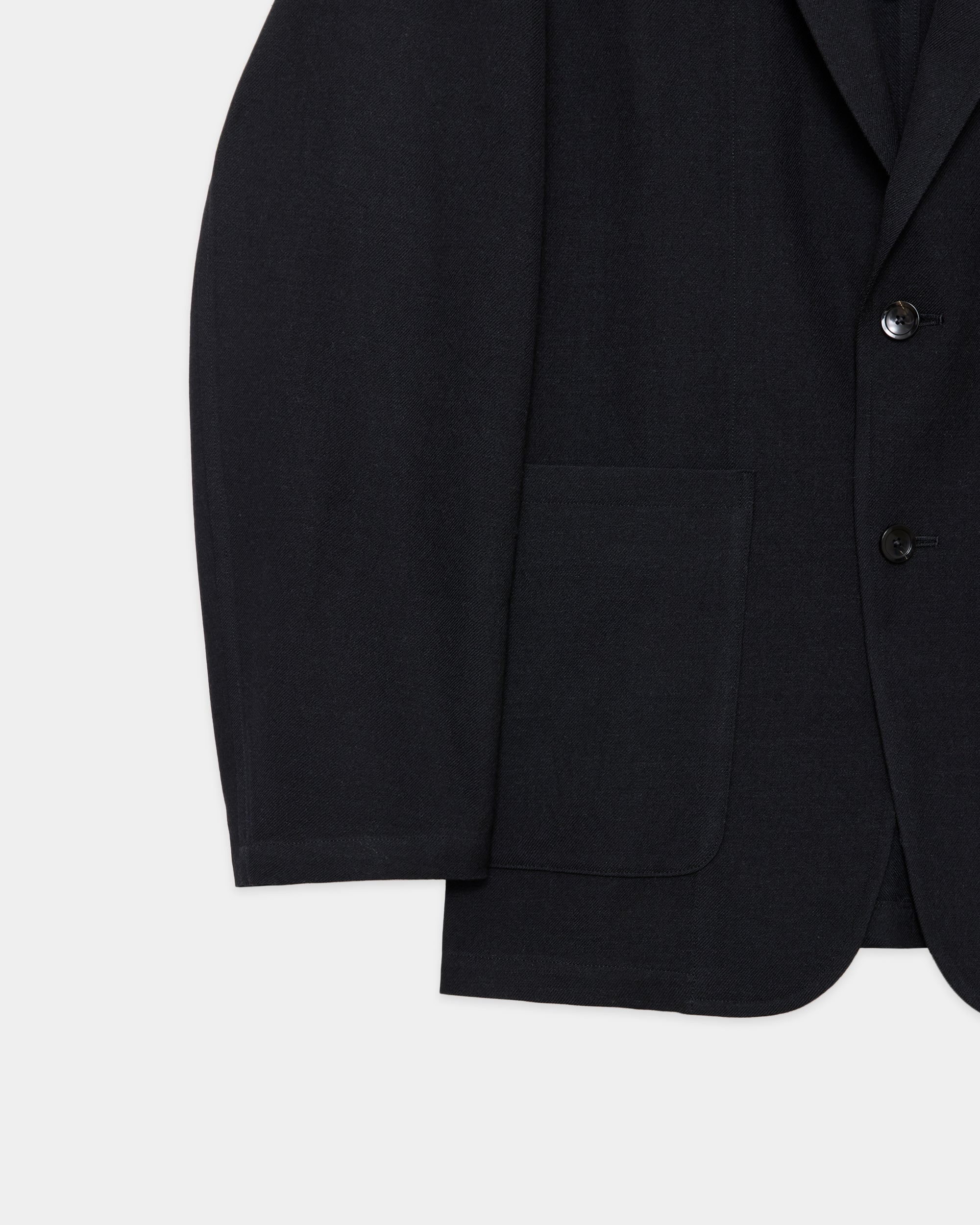Tumbled Wool Serge Stroll Around Jacket, Chambray Black