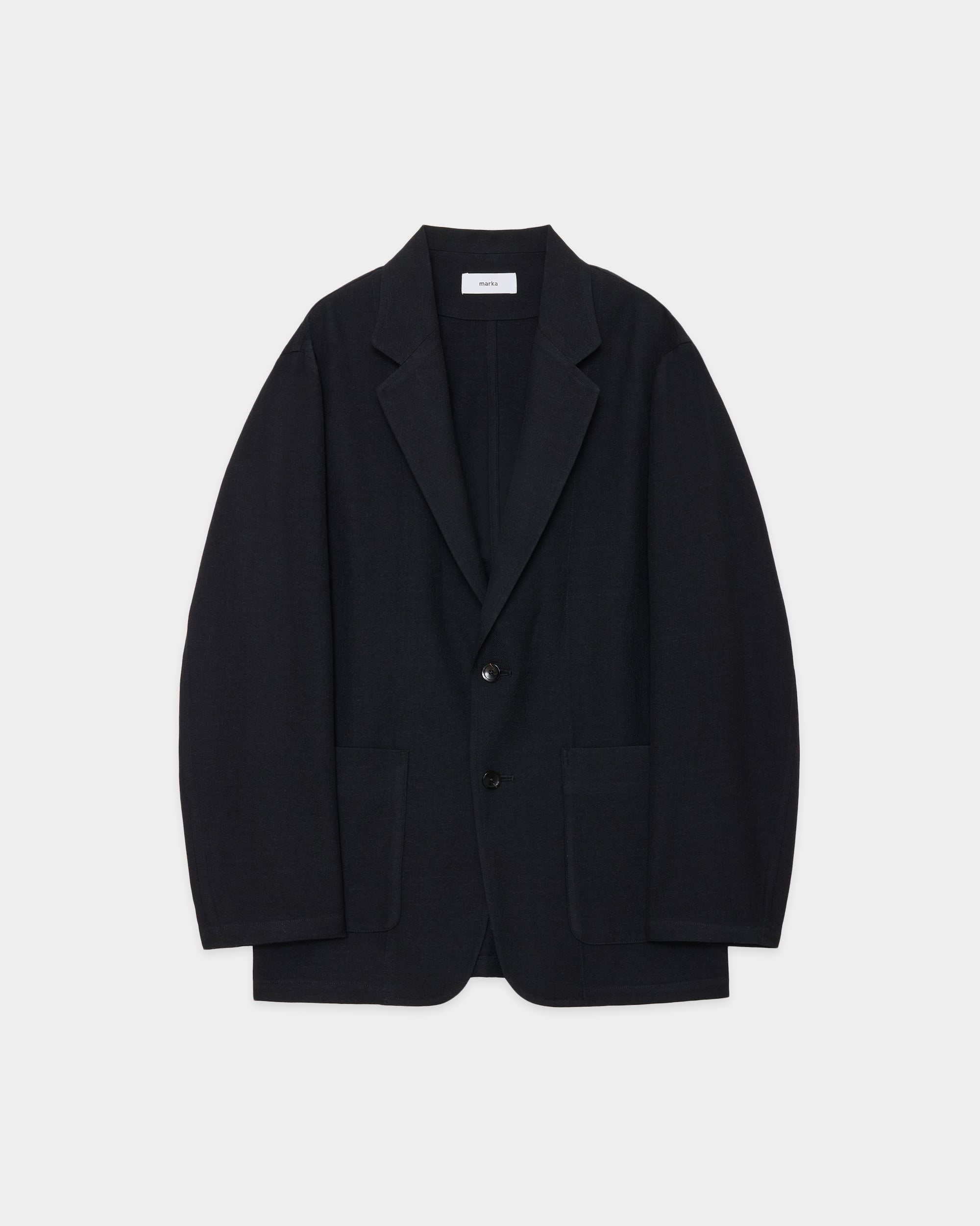 Tumbled Wool Serge Stroll Around Jacket, Chambray Black