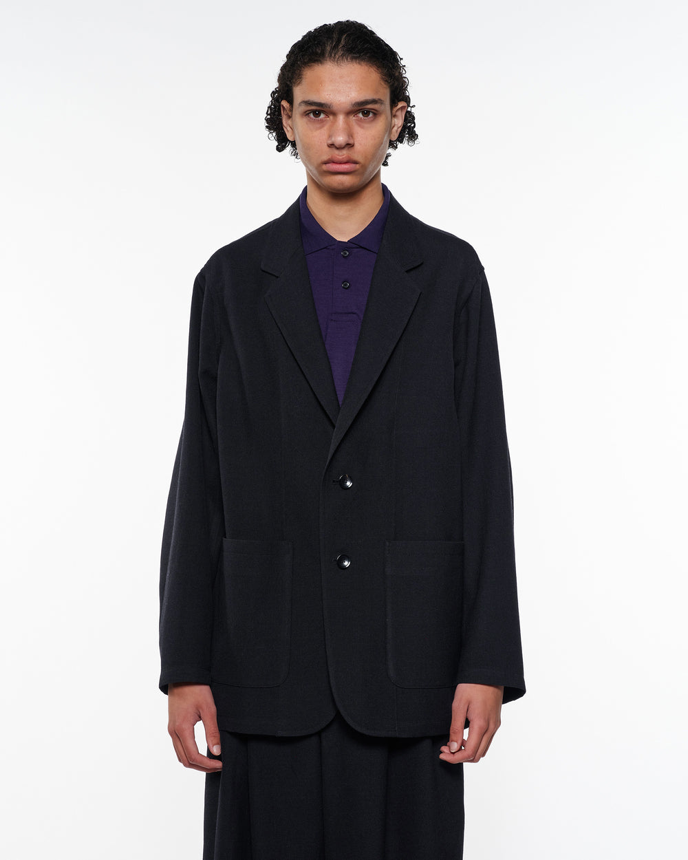 ウールサージ ワッシャータンブラー / ストロールアラウンドジャケット, Chambray Black