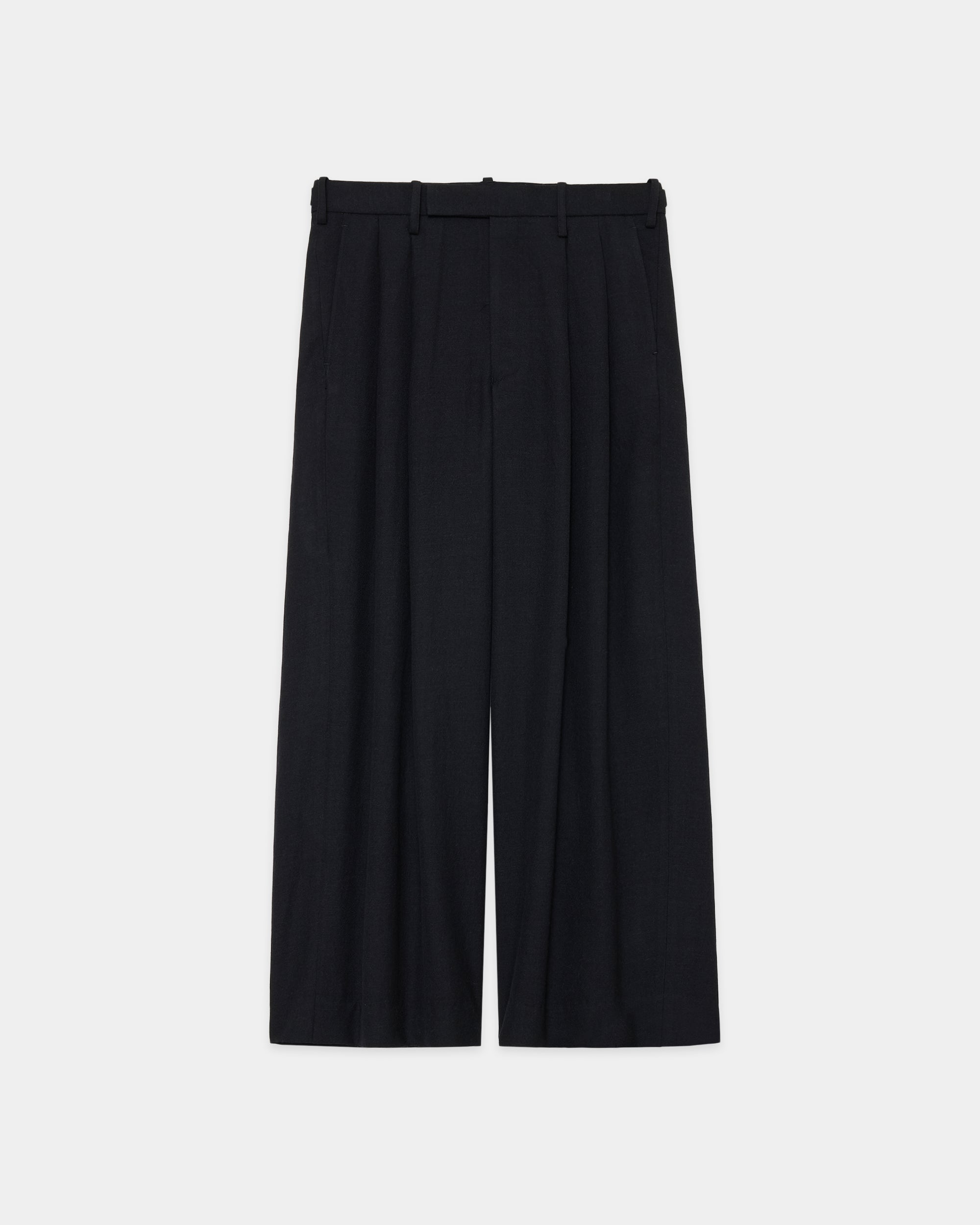 ウールサージ ワッシャータンブラー / 2タックバギートラウザーズ, Chambray Black