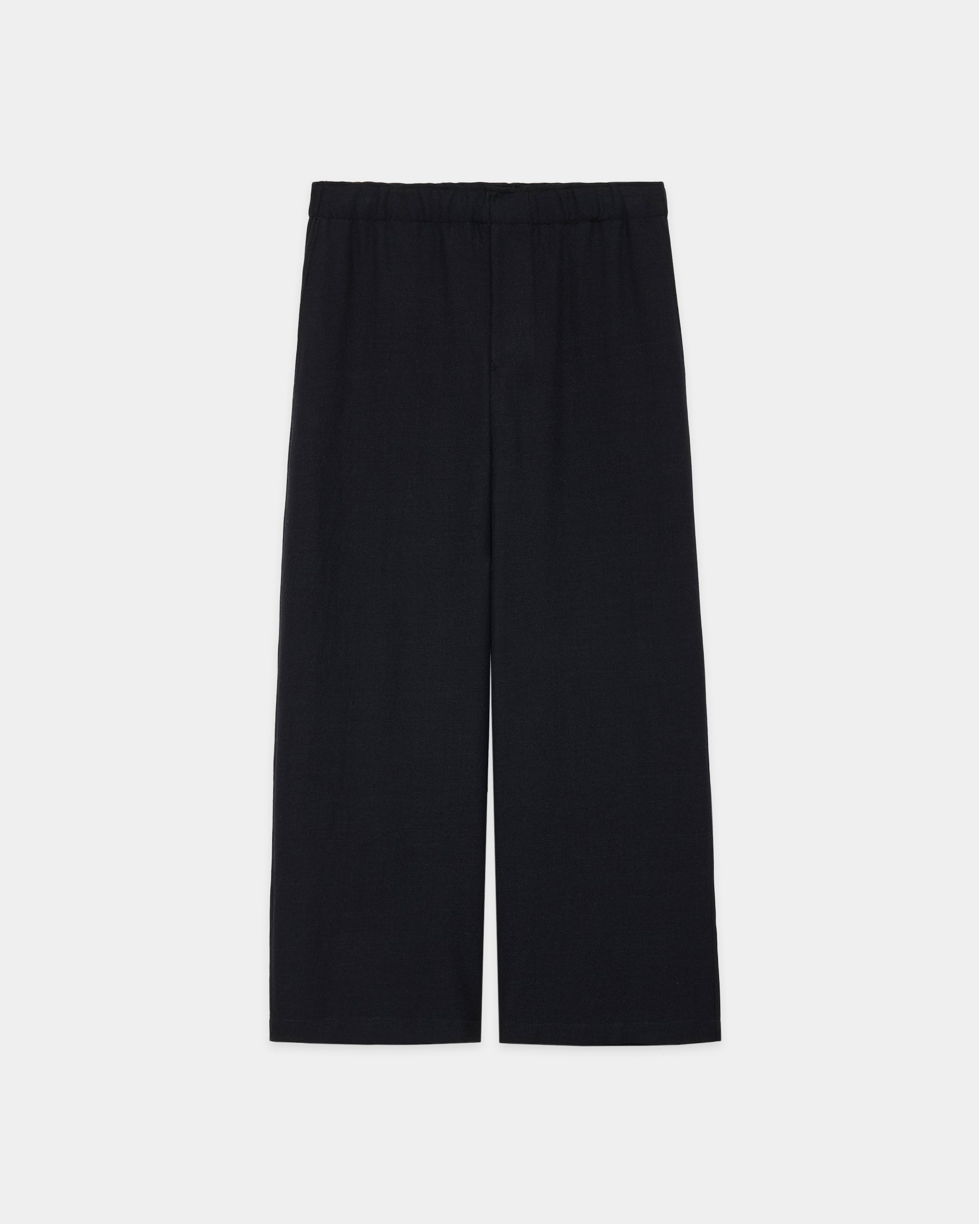 ウールサージ ワッシャータンブラー / ワイドレッグイージーパンツ, Chambray Black