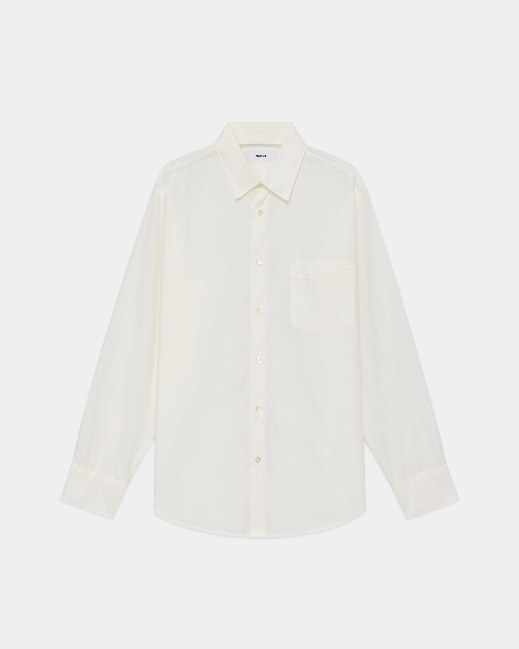 Organic Cotton Silk Typewriter Cloth Regular Collar Shirt, White