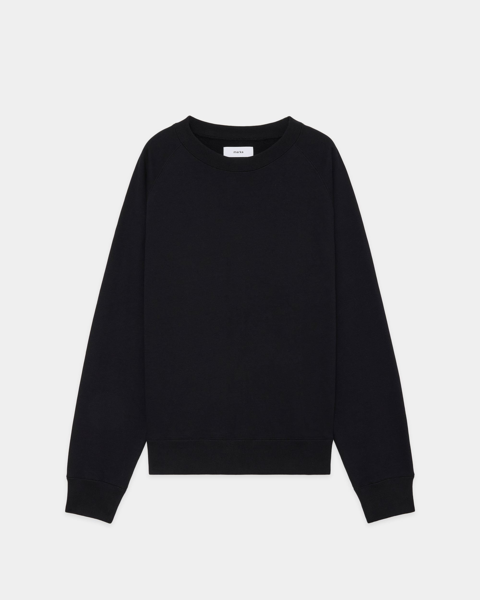 20/10 Recycle Suvin Organic Cotton Fleece Raglan Crew Neck, Black