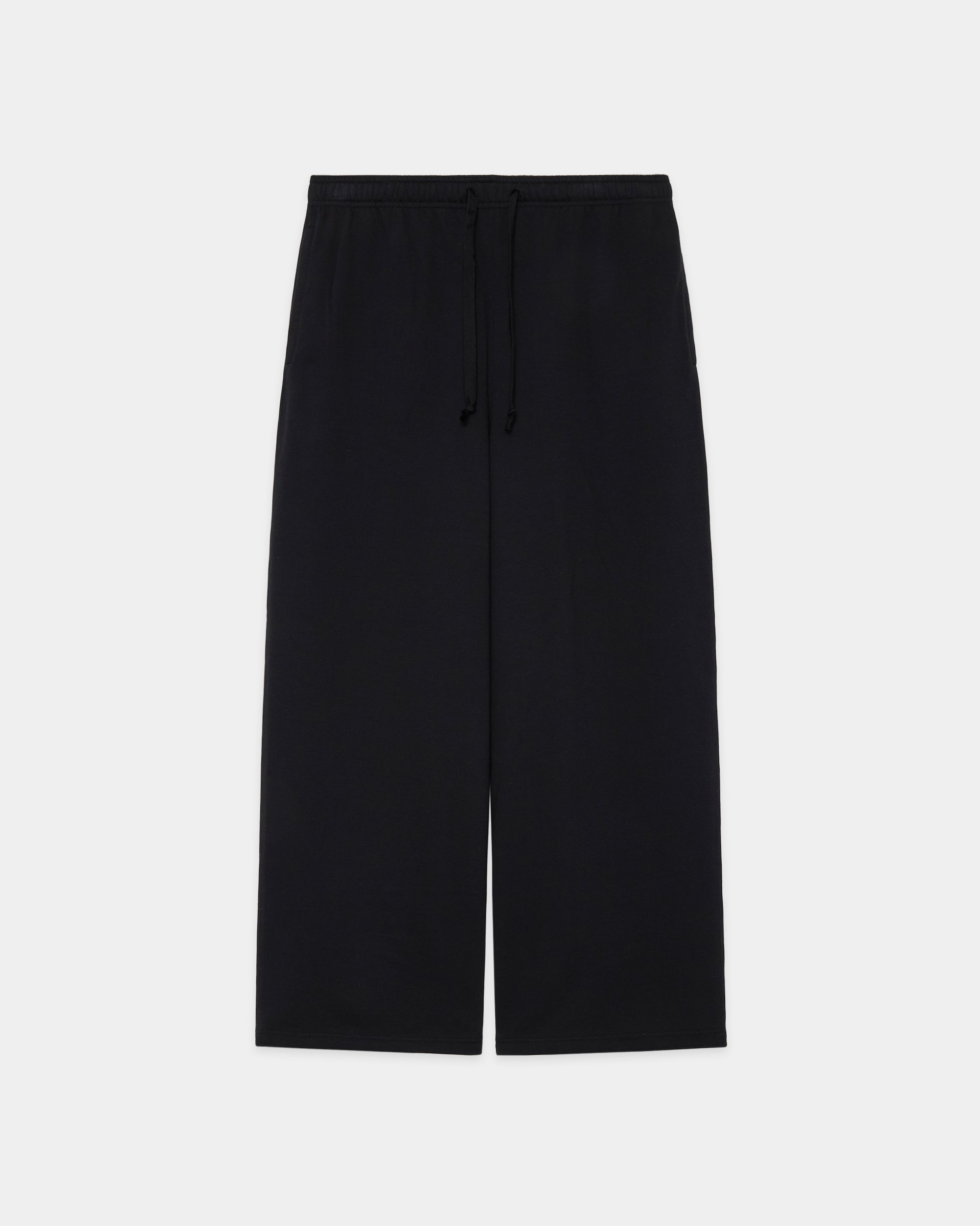 20/10 Recycle Suvin Organic Cotton Fleece Wide Straight Easy Pants, Black