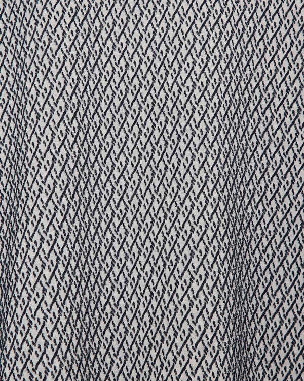 Organic Cotton Geometric Jacquard Two Button Polo L/S Tee, Black × Ivory
