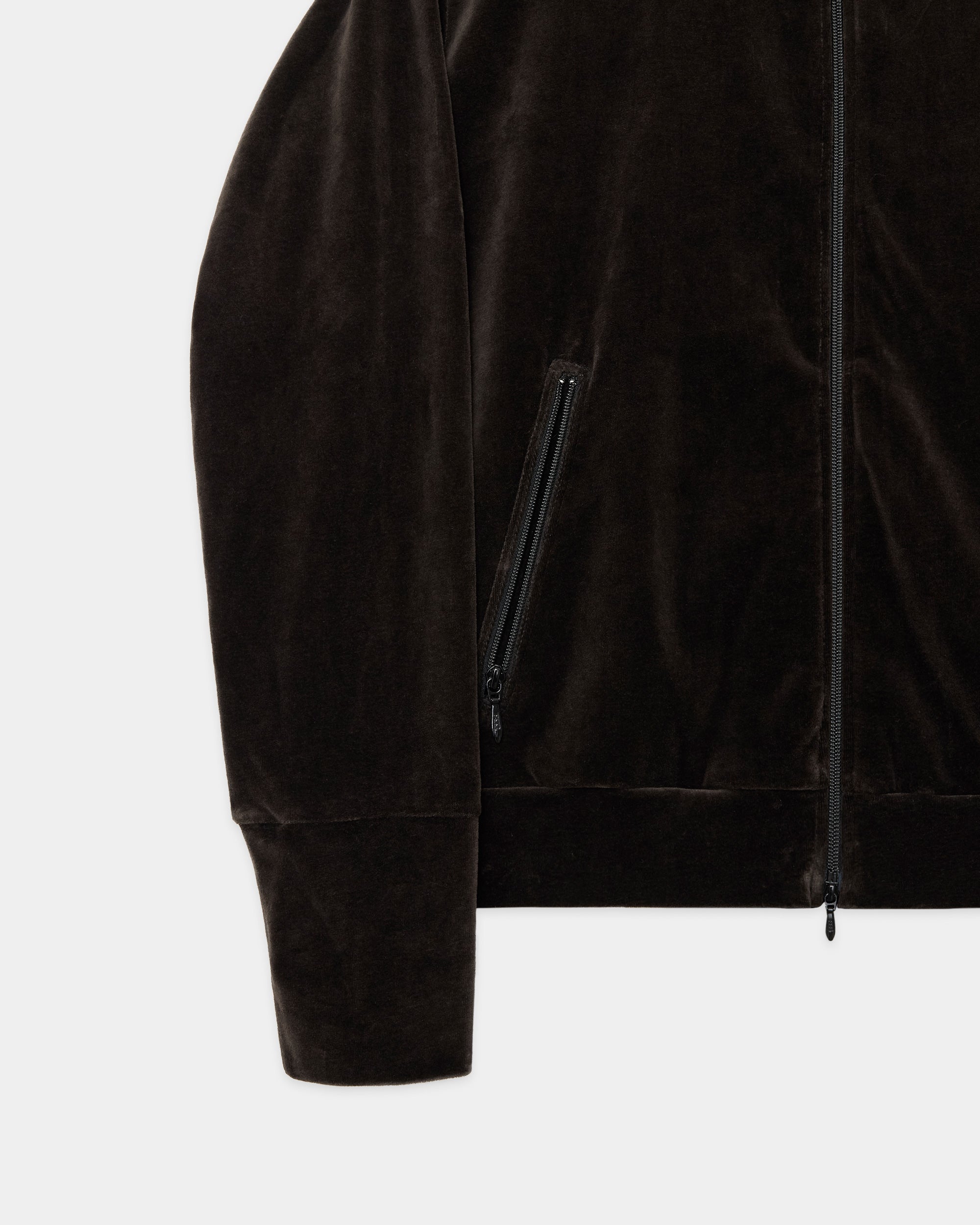 30/- Organic Cotton Velour Full Zip Track Jacket, Charcoal