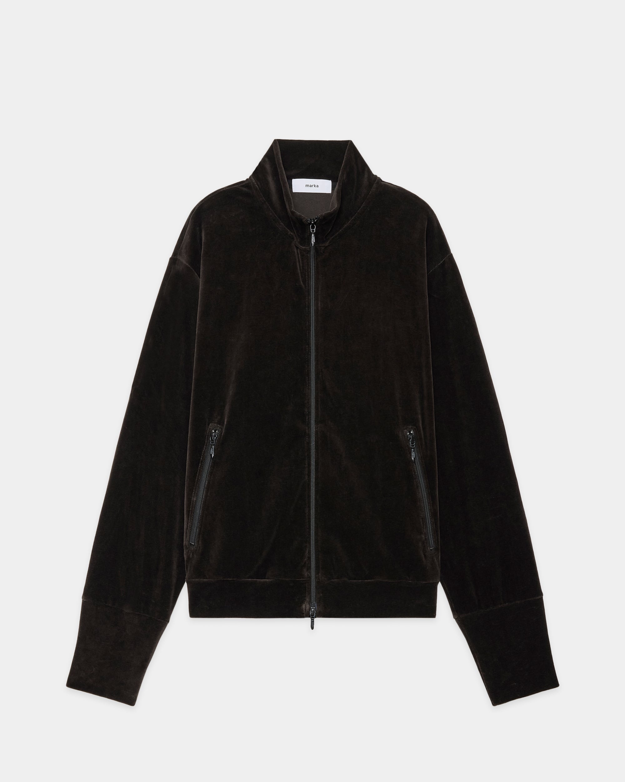 30/- Organic Cotton Velour Full Zip Track Jacket, Charcoal