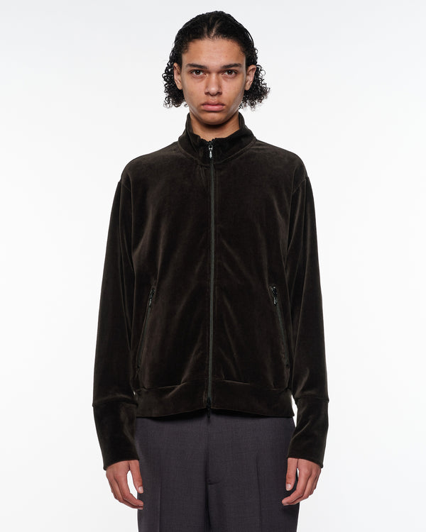 30/- Organic Cotton Velour Full Zip Track Jacket, Charcoal