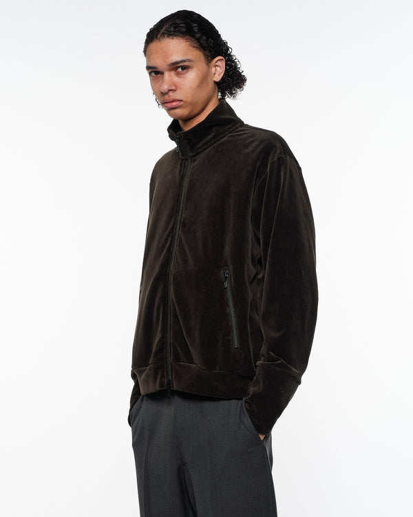 30/- Organic Cotton Velour Full Zip Track Jacket, Charcoal