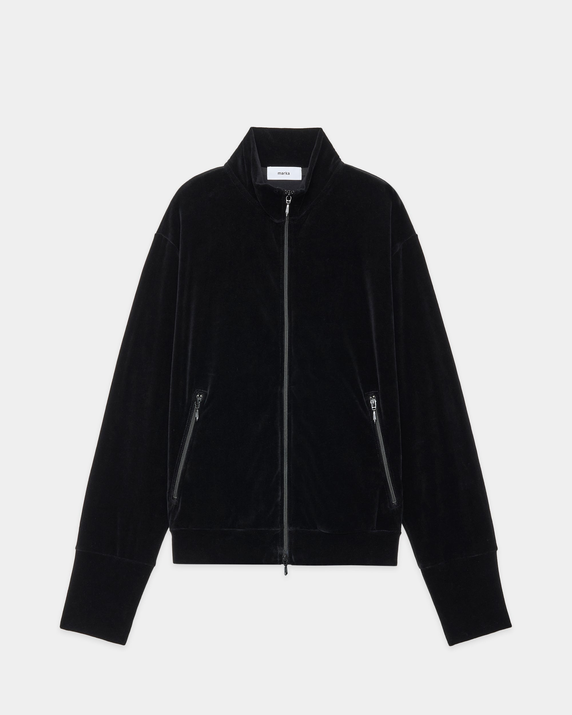 30/- Organic Cotton Velour Full Zip Track Jacket, Dark Navy