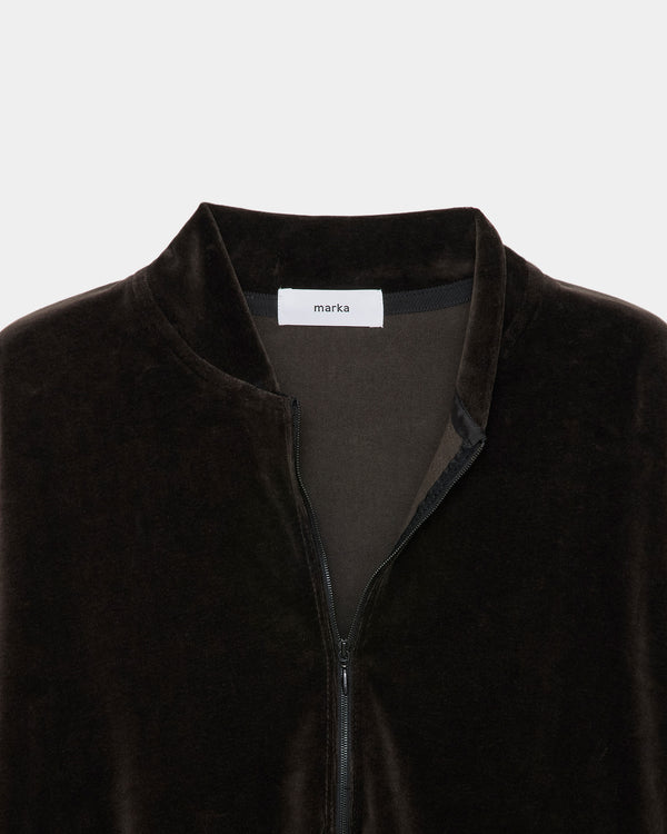 30/- Organic Cotton Velour Half Zip Track Jacket, Charcoal