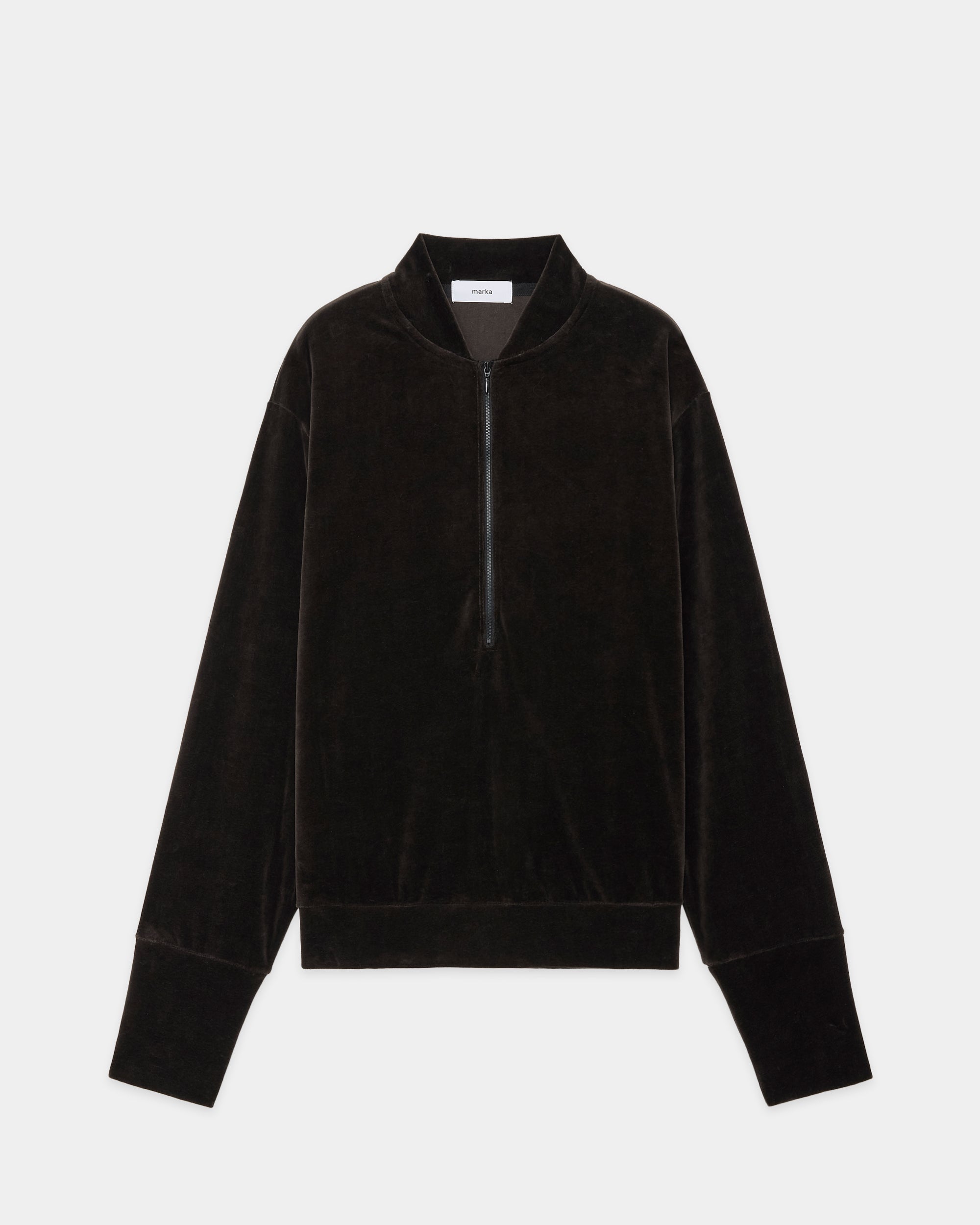 30/- Organic Cotton Velour Half Zip Track Jacket, Charcoal
