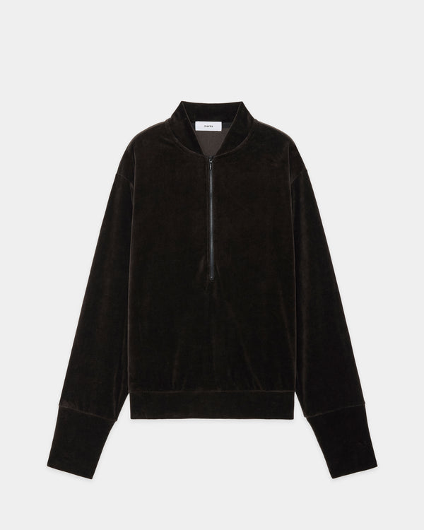 30/- Organic Cotton Velour Half Zip Track Jacket, Charcoal