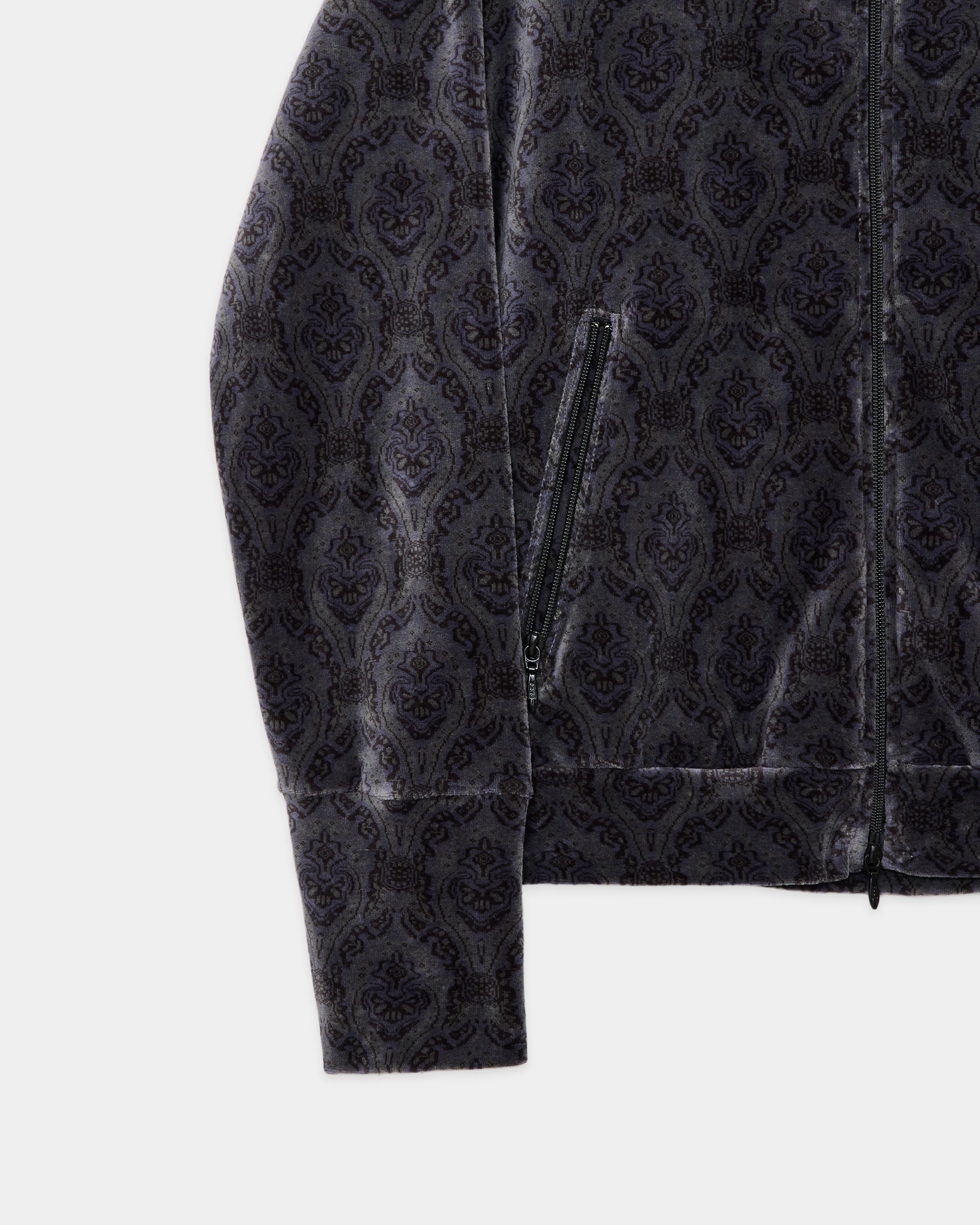 30/- Organic Cotton Velour Jacquard Full Zip Track Jacket, Wall Cloth