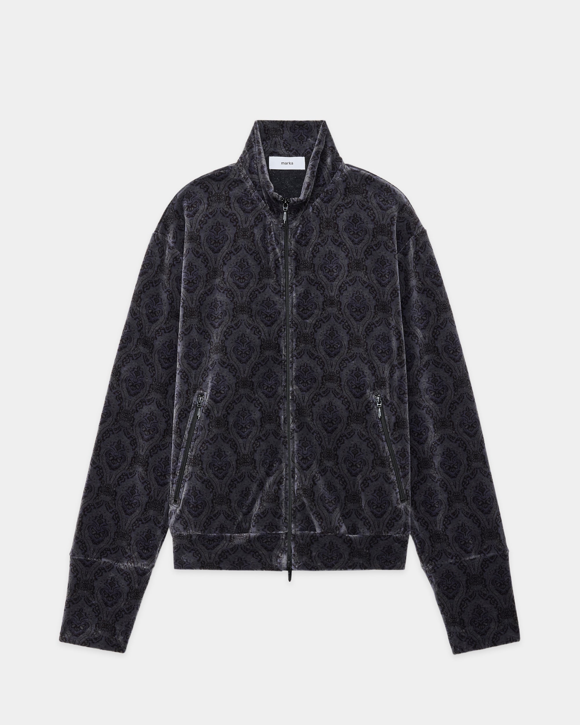 30/- Organic Cotton Velour Jacquard Full Zip Track Jacket, Wall Cloth