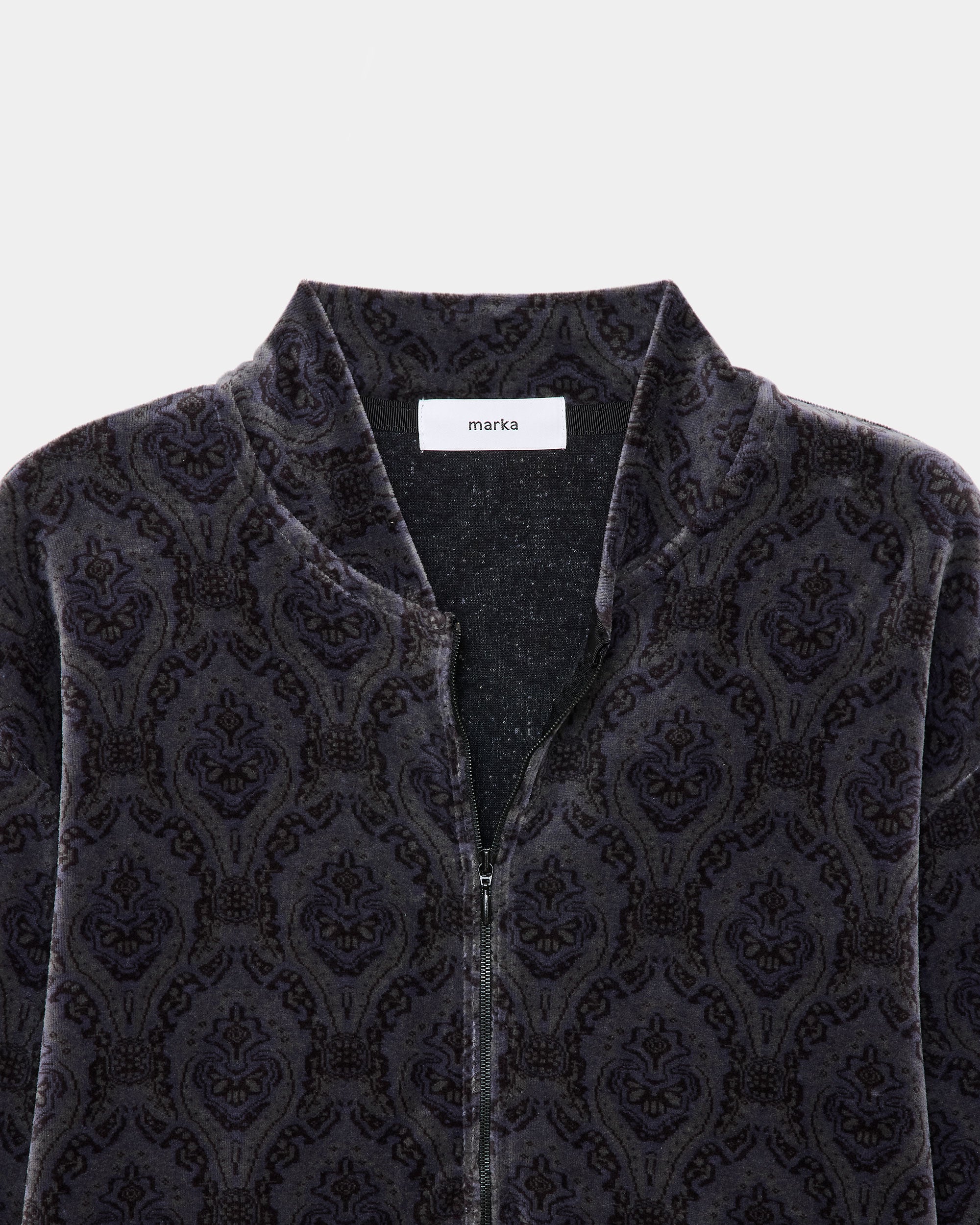 30/- Organic Cotton  Velour Jacquard Half Zip Track Jacket, Wall Cloth