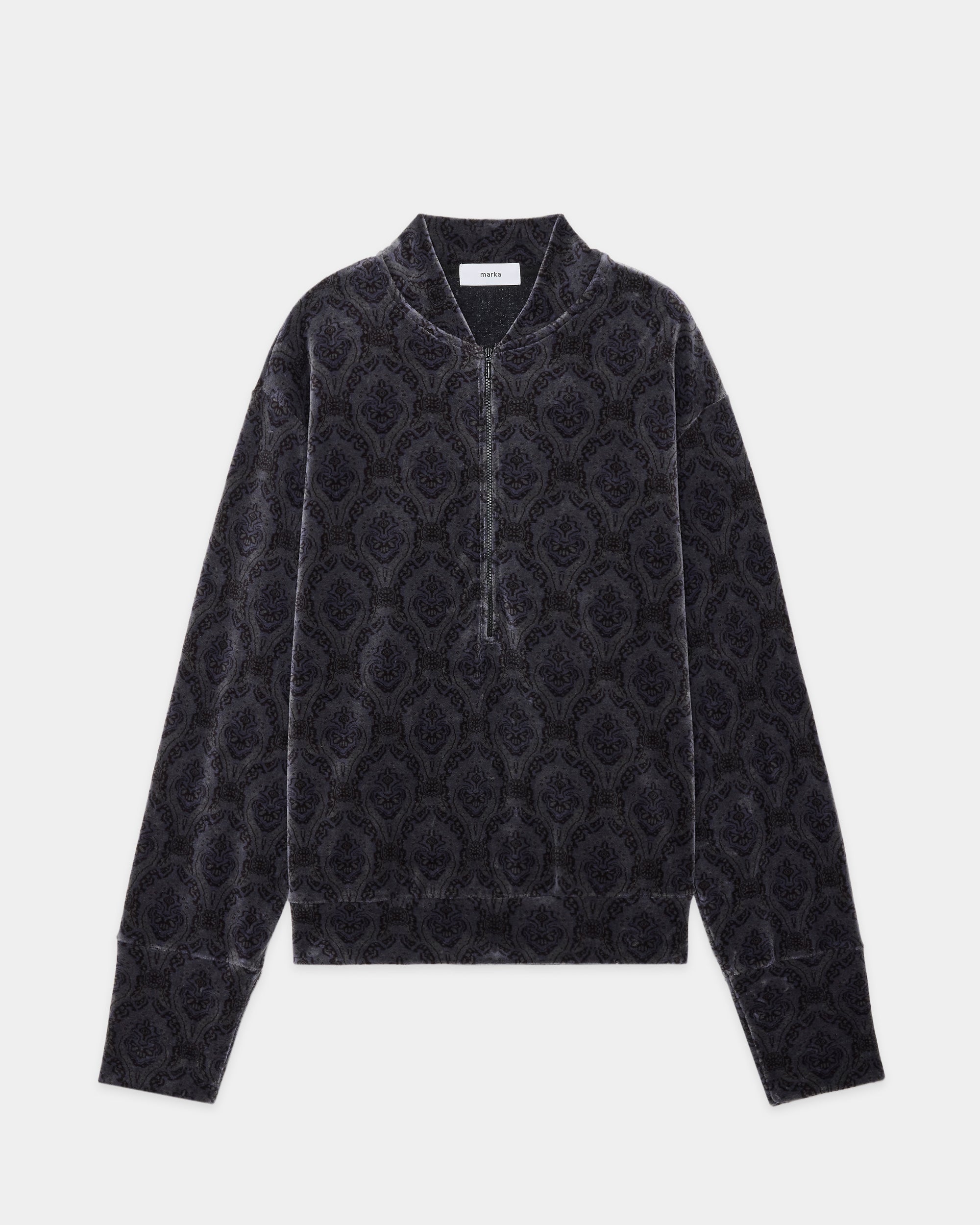 30/- Organic Cotton  Velour Jacquard Half Zip Track Jacket, Wall Cloth