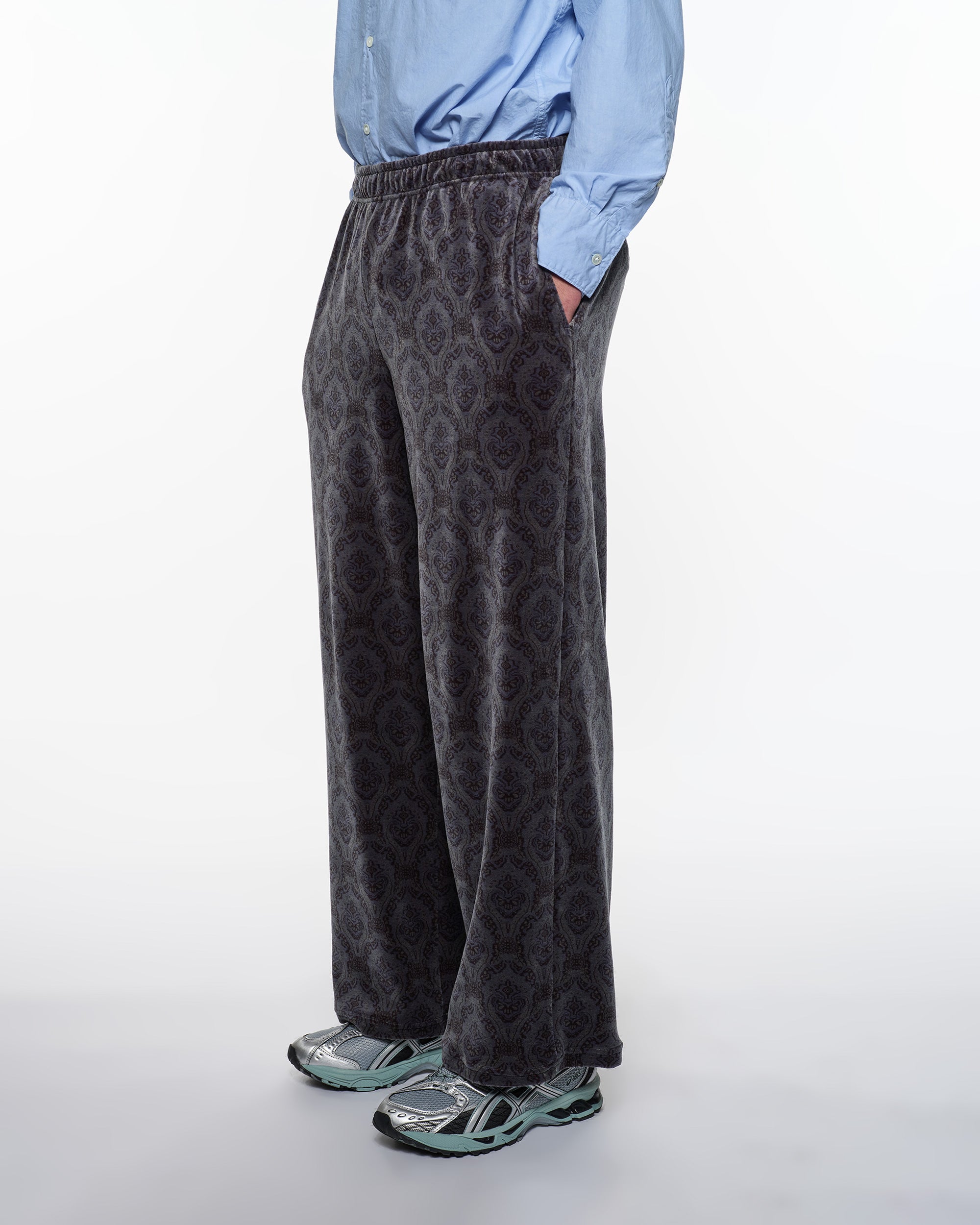 30/- Organic Cotton Velour Jacquard Track Pants, Wall Cloth