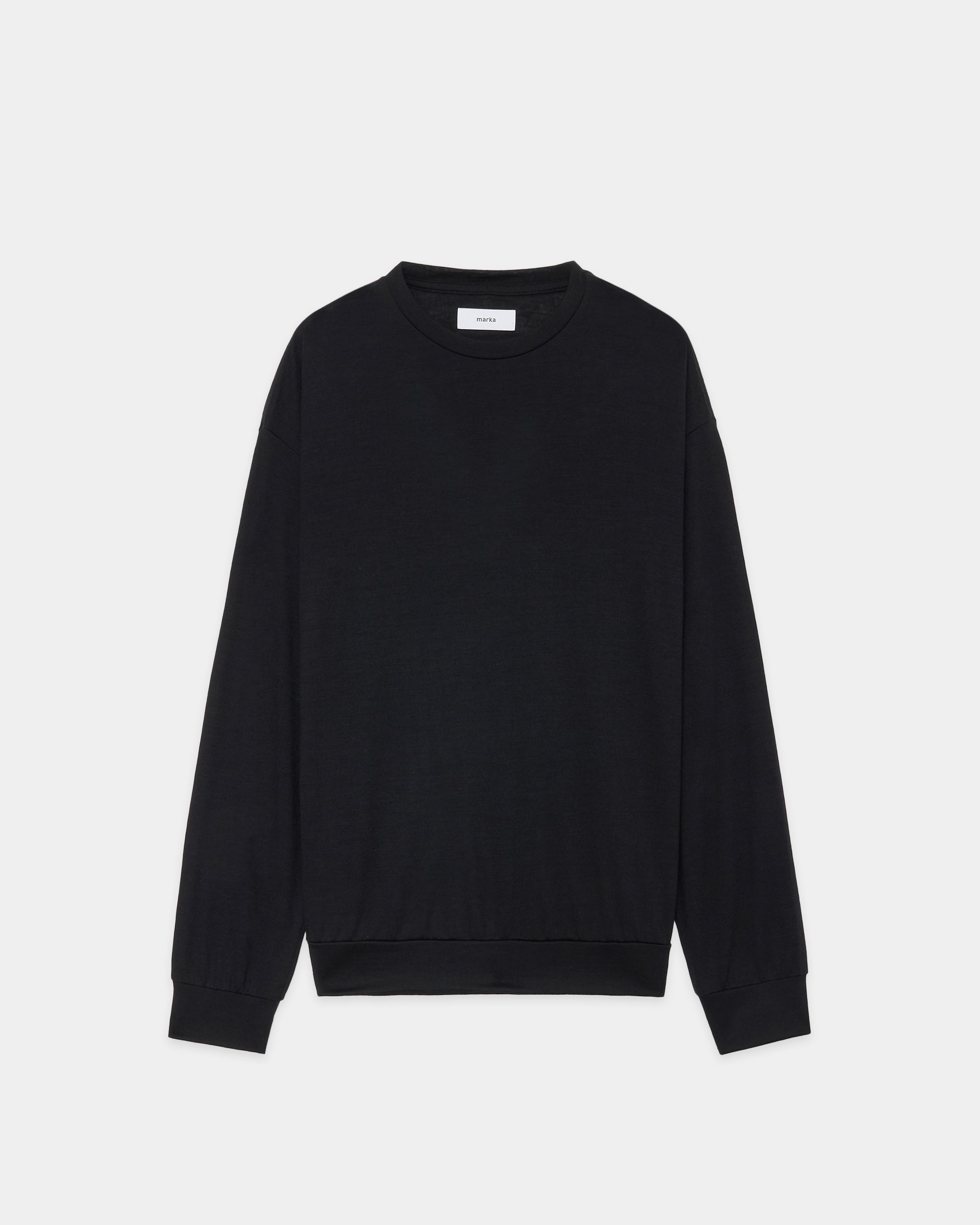 2/72 Wool Single Jersey Washable Crew Neck, Black