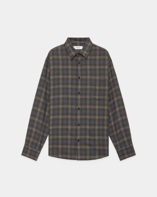 スーパー140'sウールビエラワッシャータンブラー / レギュラーカラーシャツ, Gray Check